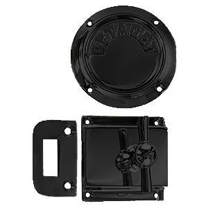 Toiletlås DSB m/markering til udadgående døre, sortlakeret • KYNER & Co