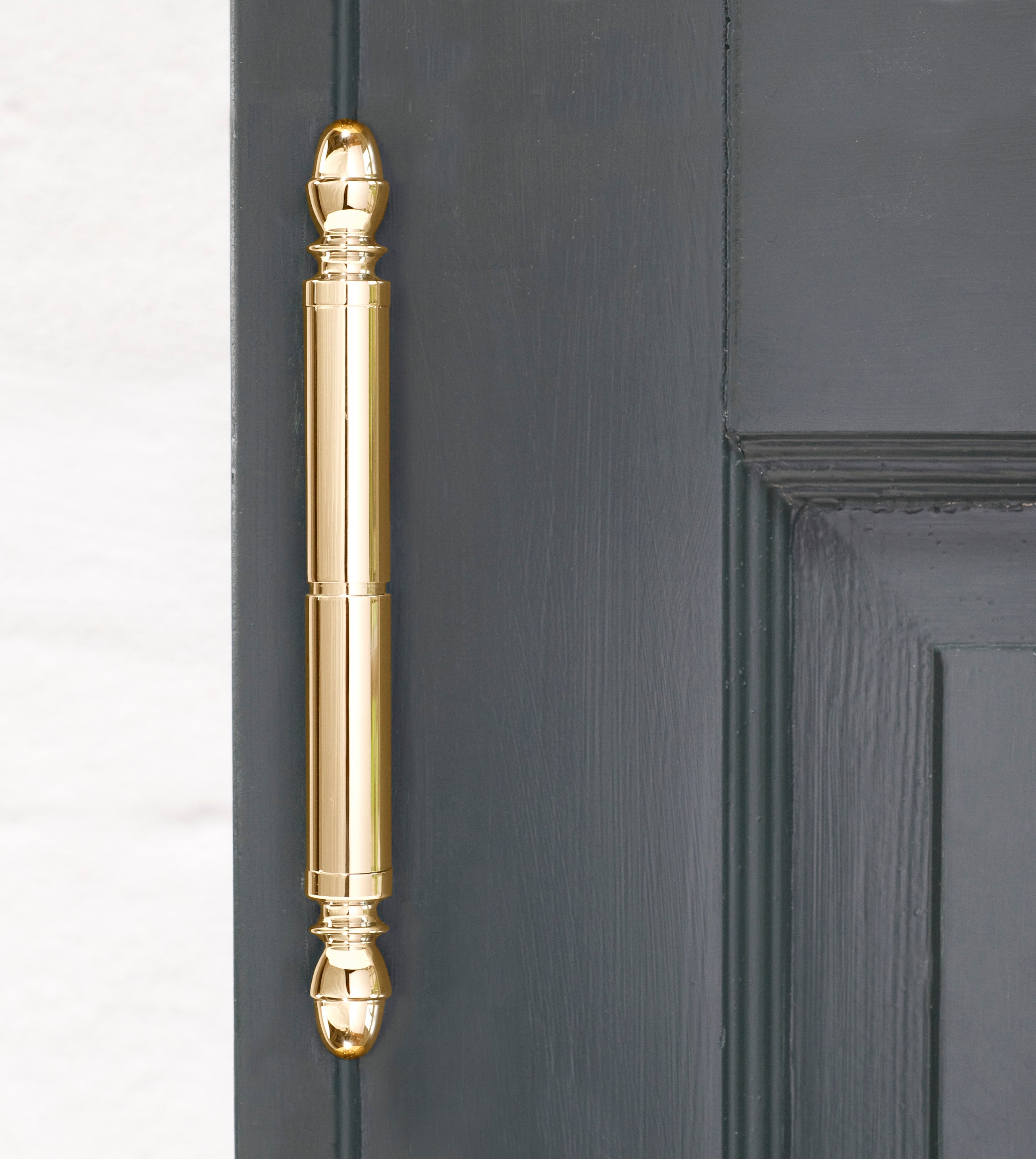 Løs knop til Hamborg snap-on dørhængsel, agern i blank messing med lak (2 stk.)