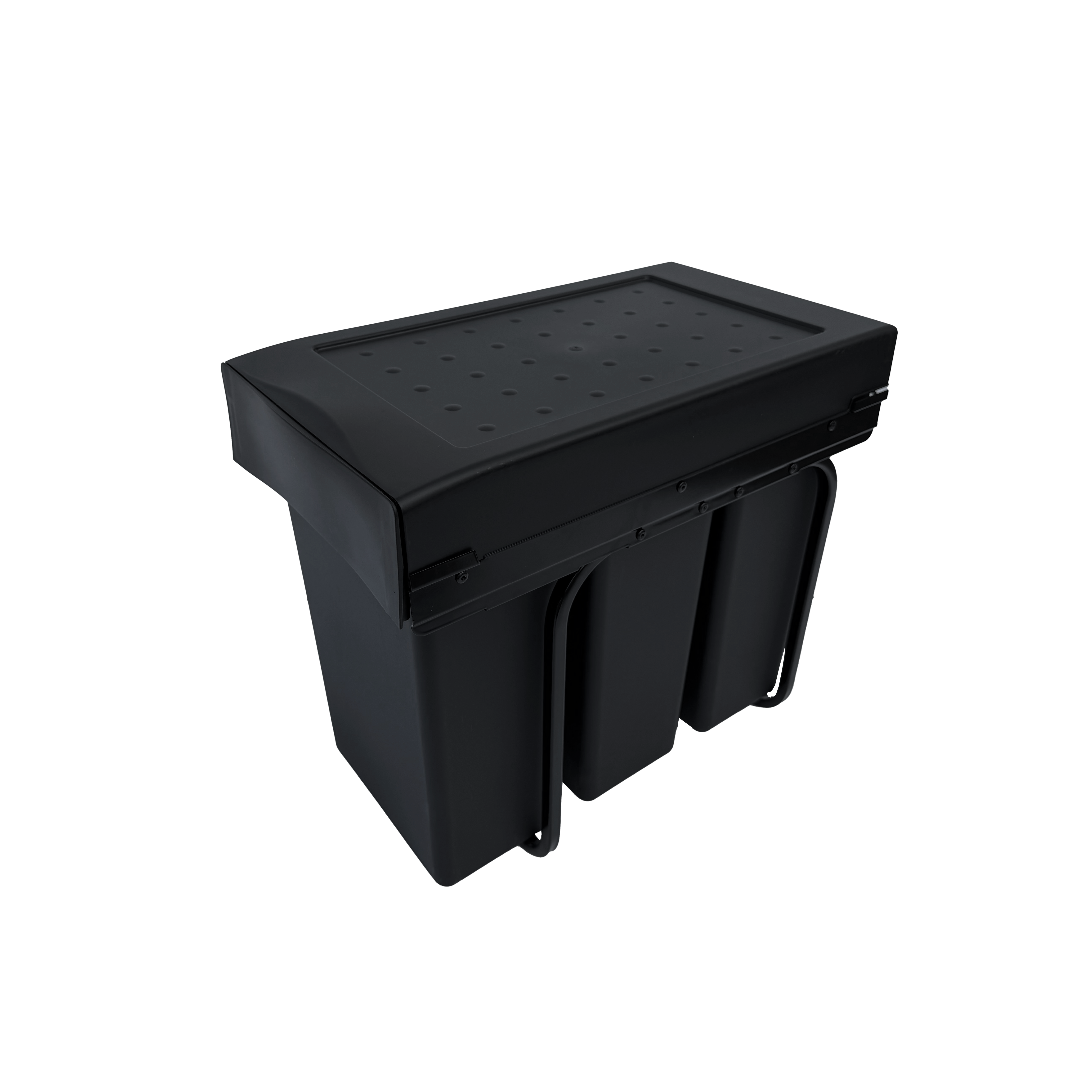 Copenhagen 3-30, sort • Affaldssystem i stål og plast på 3 x 10 liter med fuldudtræk