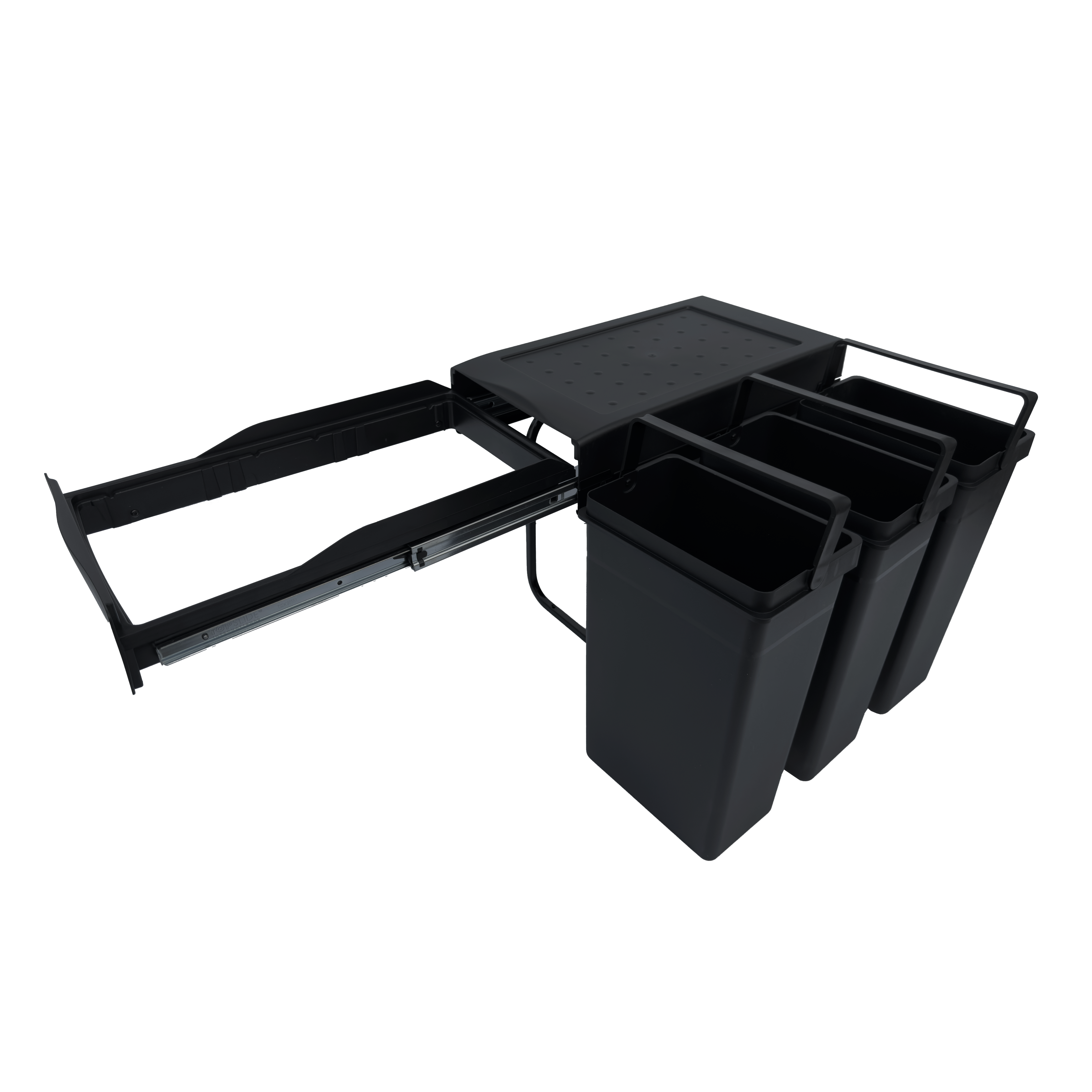 Copenhagen 3-30, sort • Affaldssystem i stål og plast på 3 x 10 liter med fuldudtræk