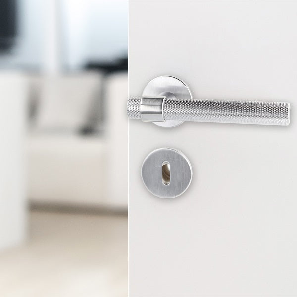 Dørhåndtag House i rustfritt stål look inkl. roset og nøgleskilt