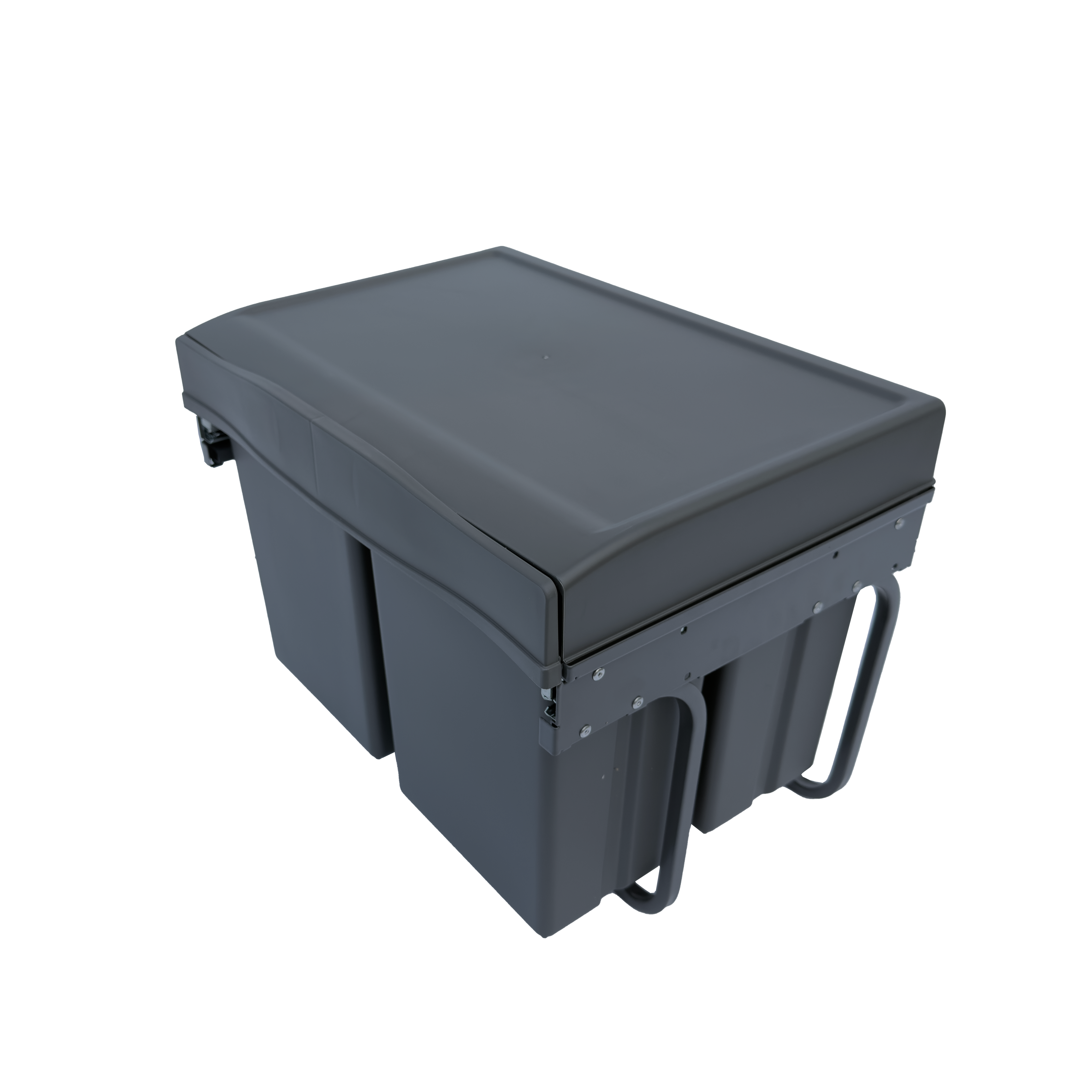 Copenhagen Front 3-30, mørk grå • Affaldssystem i stål og plast med 3 spande og fuldudtræk