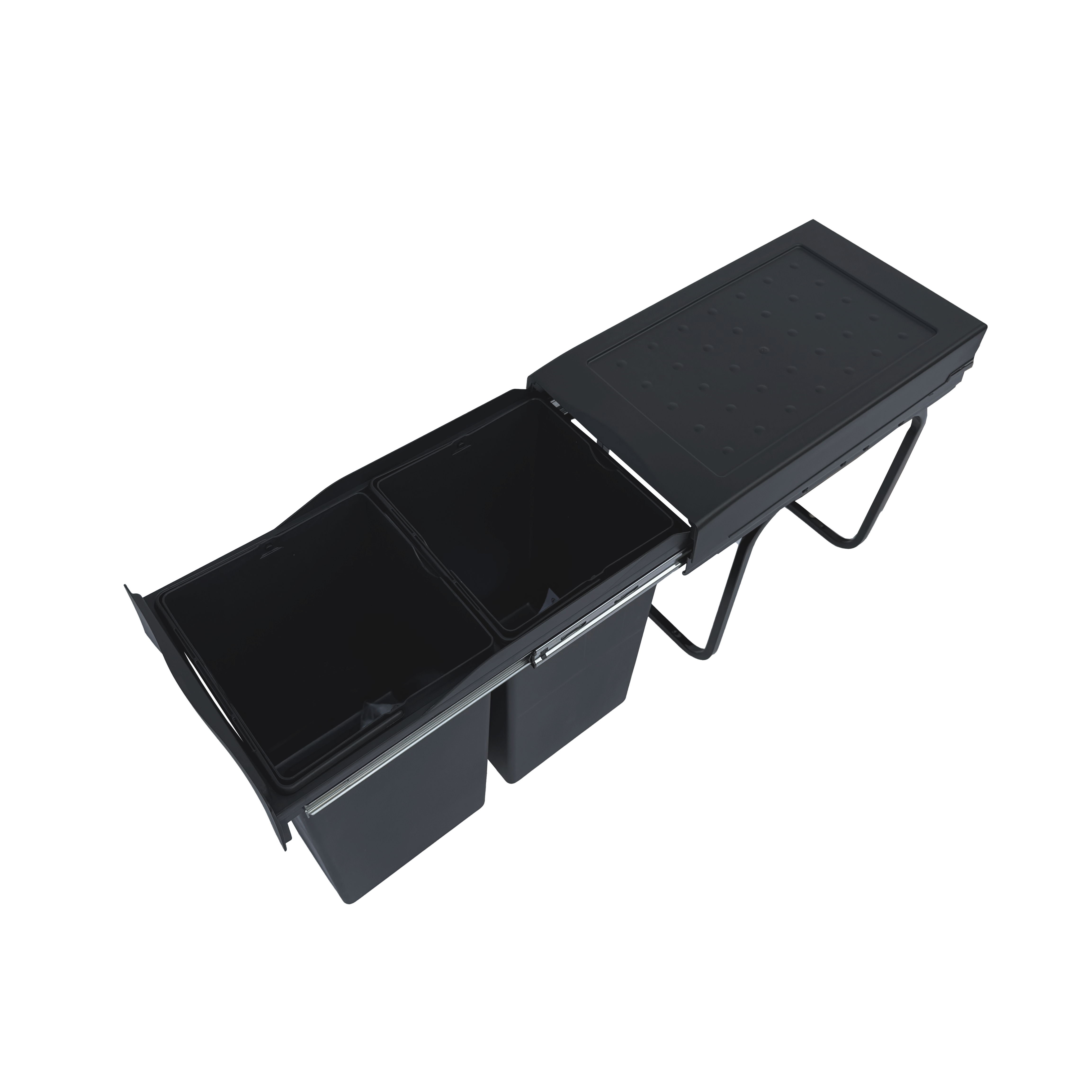 Copenhagen 2-28, sort • Affaldssystem i stål og plast på 2 x 14 liter med fuldudtræk