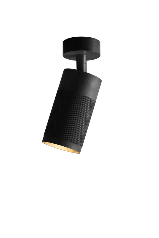 Patrone loftspot med roset, sortbruneret messing • Thorup Copenhagen