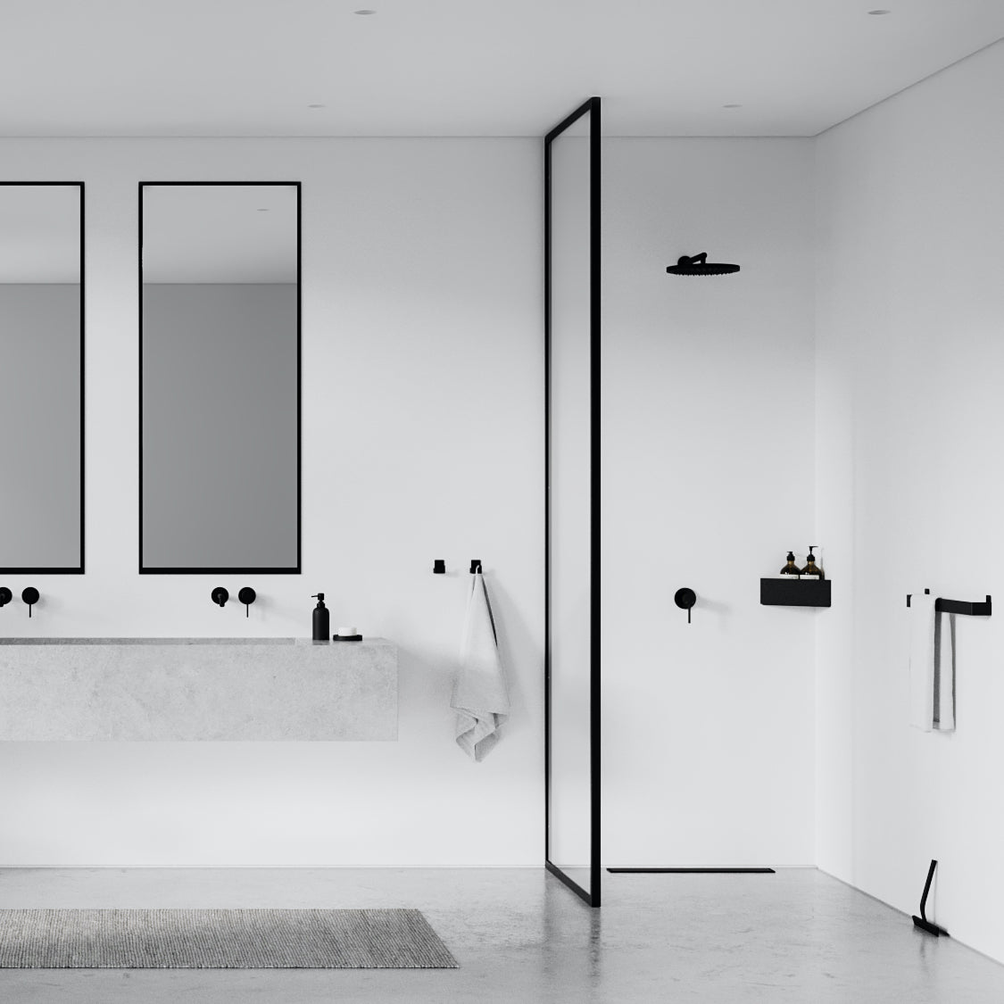 Brusehylde hjørne, sort • NICHBA