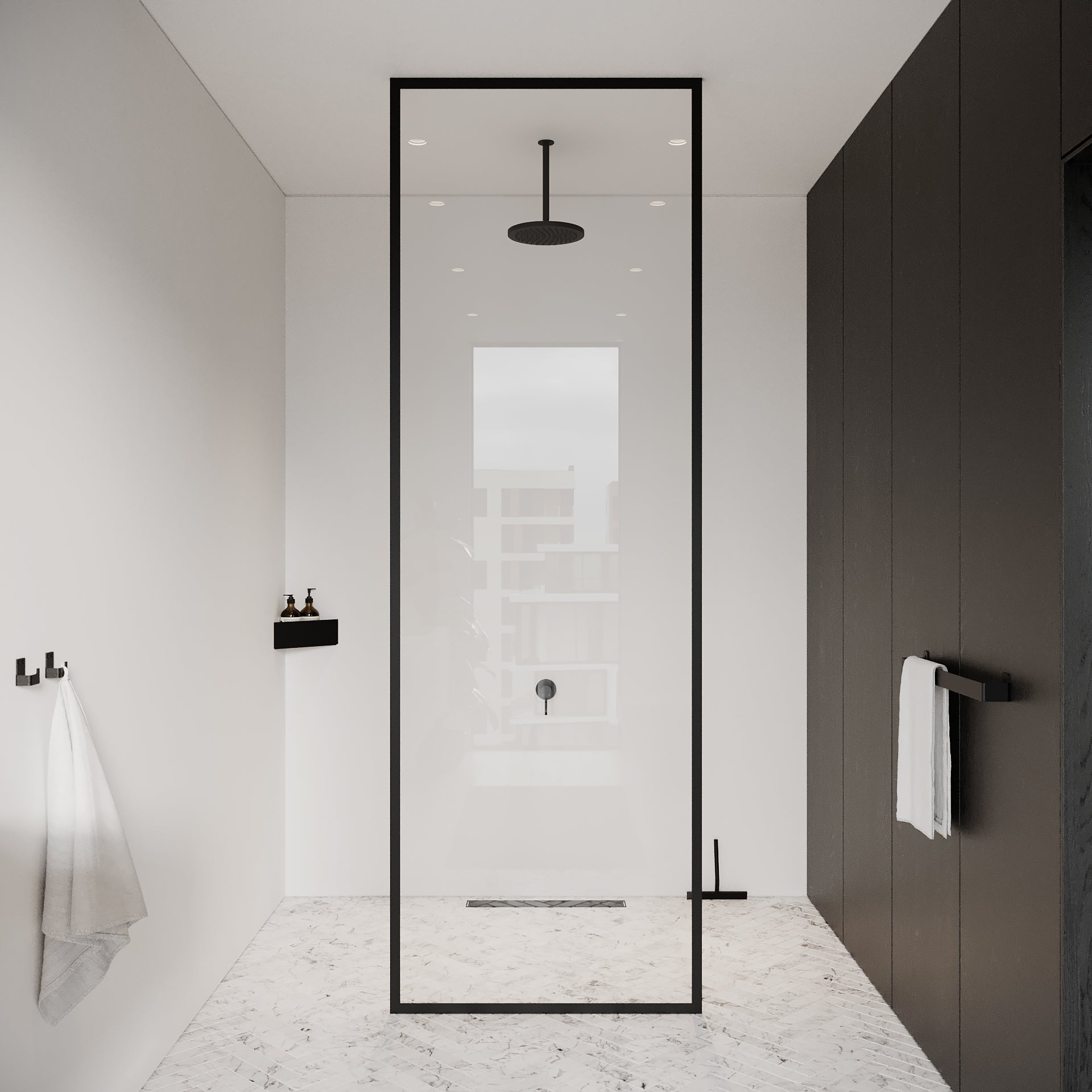 Brusehylde hjørne, sort • NICHBA