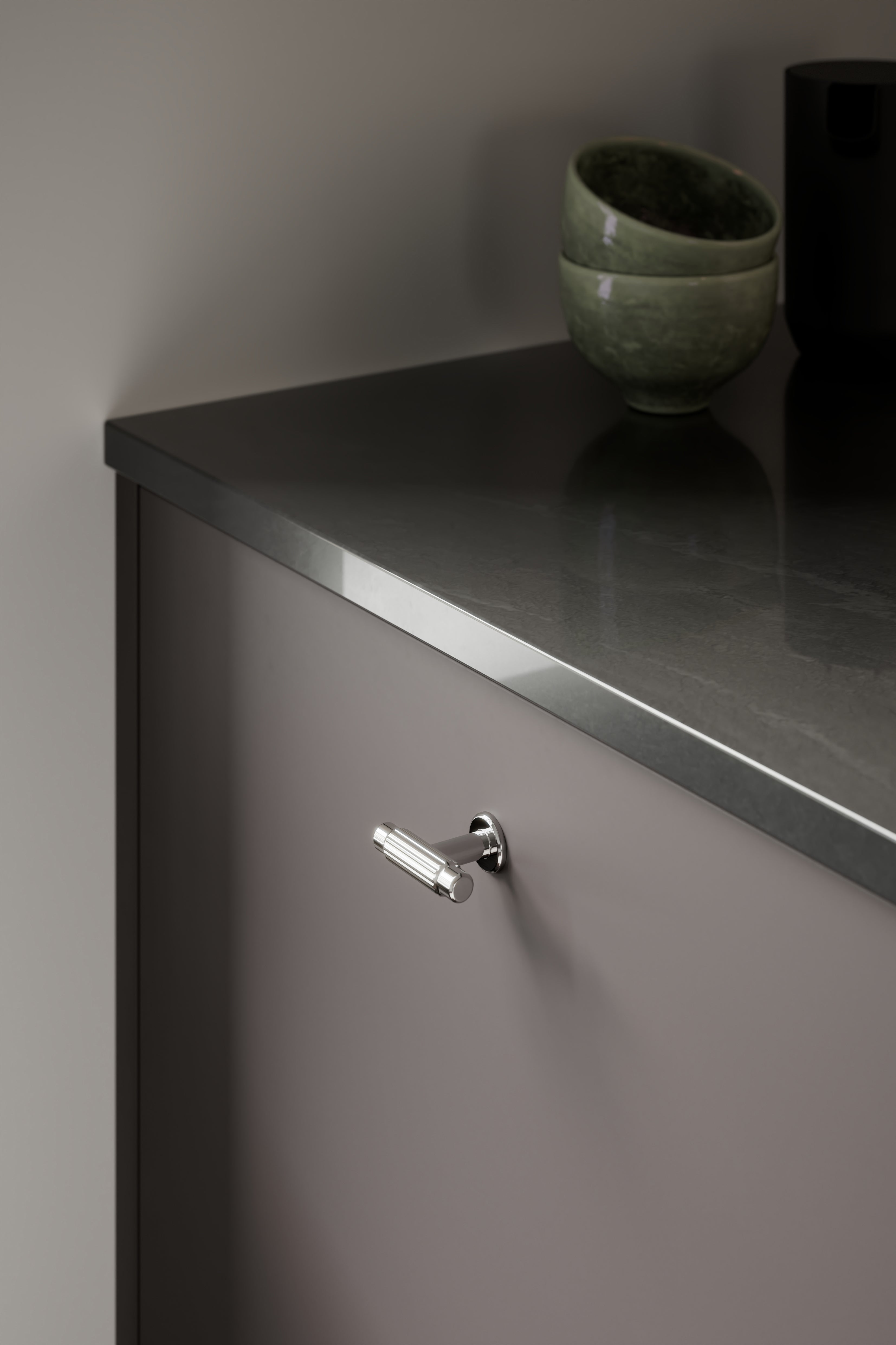VILLA T knop, zink, krom • Furnipart