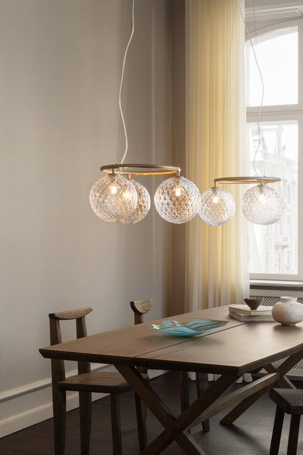 Miira 3 Circular lysekrone, brass / optic clear • NUURA