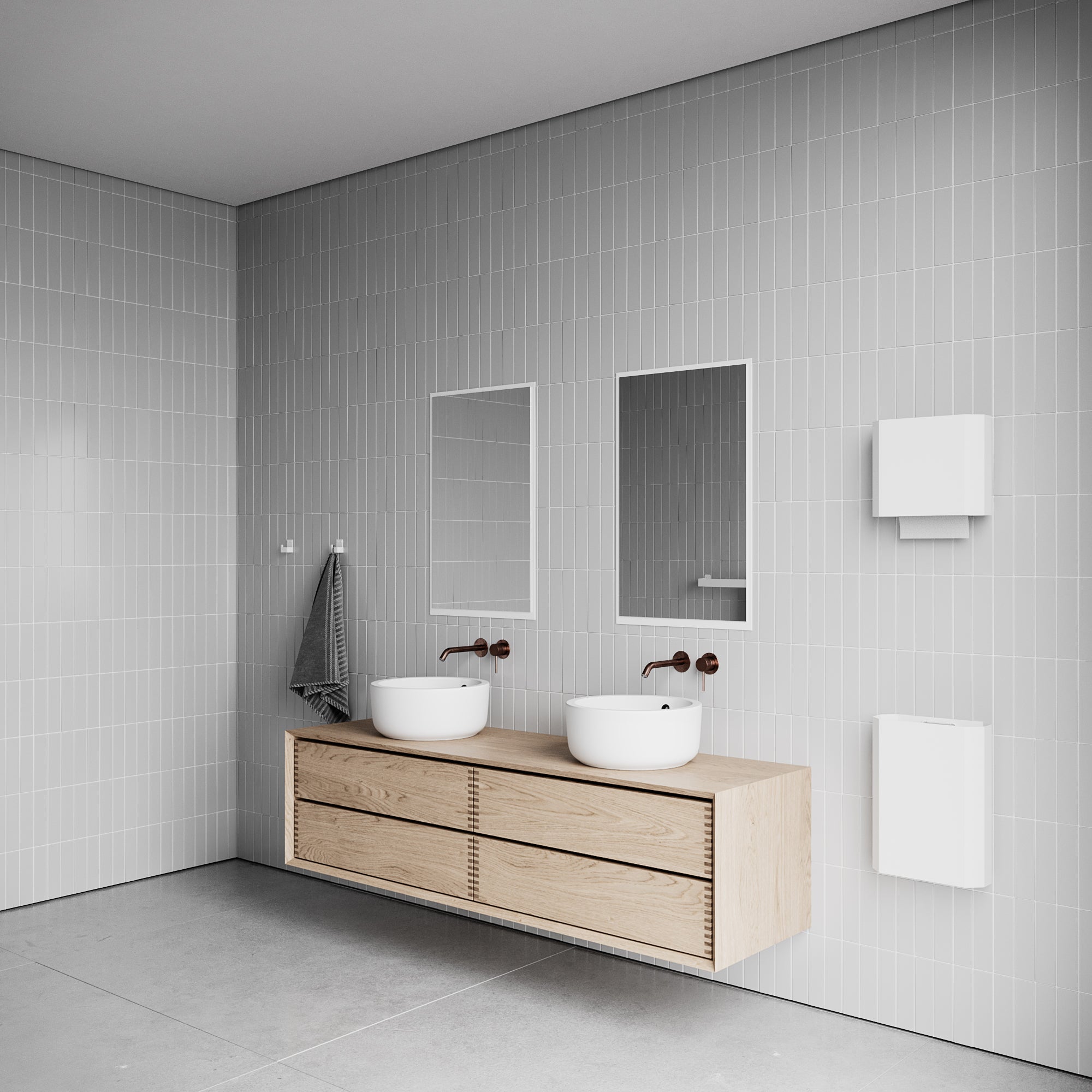 Badeværelsesknage, hvid (2 stk.) • NICHBA