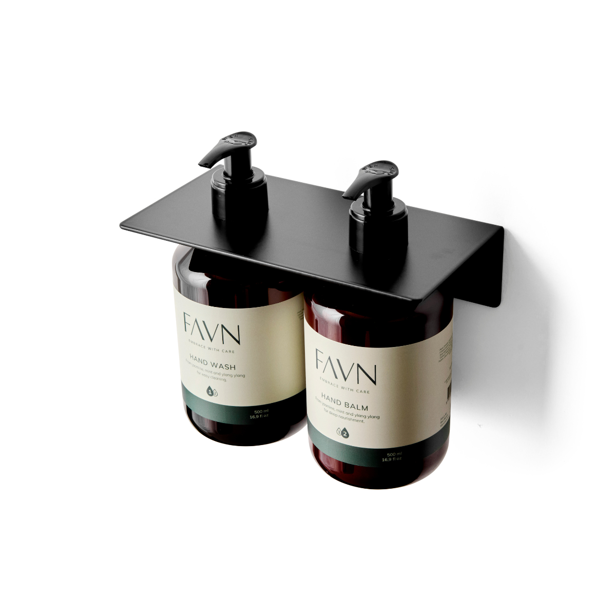 Sæbeholder til to flasker i sort