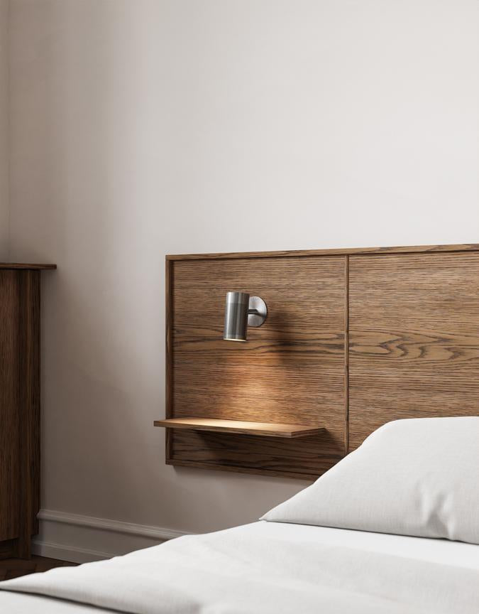 Patrone Recessed Small væglampe med dækplade, rustfrit stål look • Thorup Copenhagen