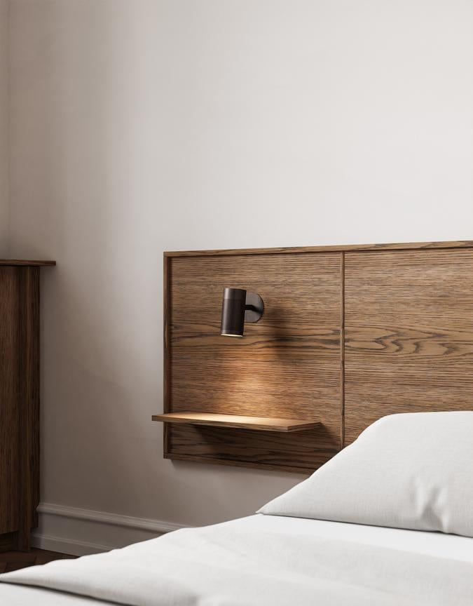 Patrone Recessed Small væglampe med dækplade, bruneret messing • Thorup Copenhagen