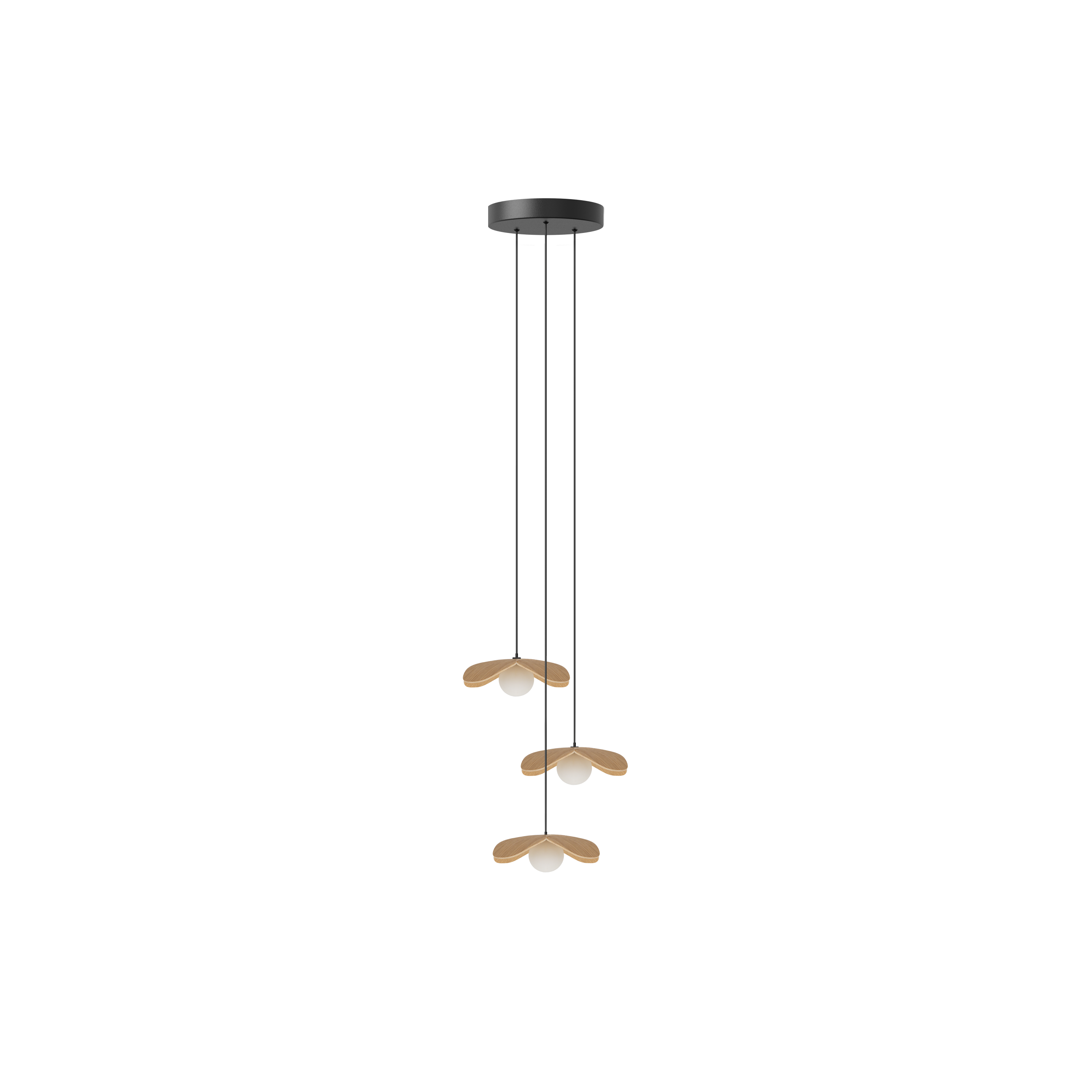 Forget Me Not Cluster 3 pendel med roset, egetræ • UMAGE