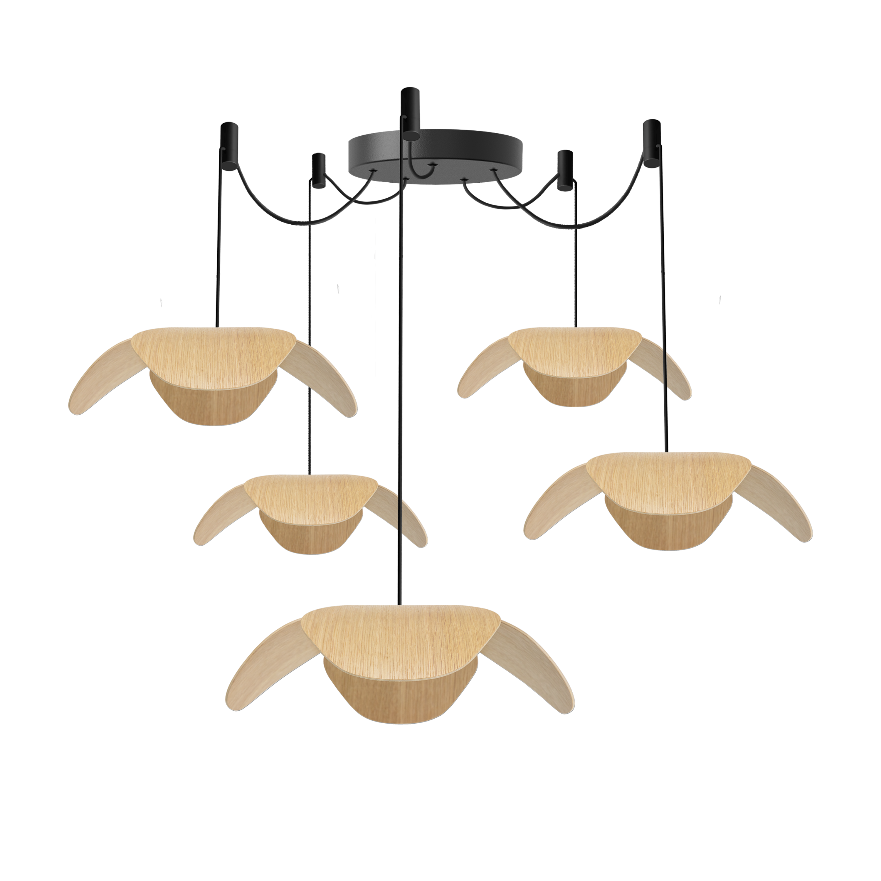 Forget Me Not Cluster 5 pendel med roset, egetræ • UMAGE