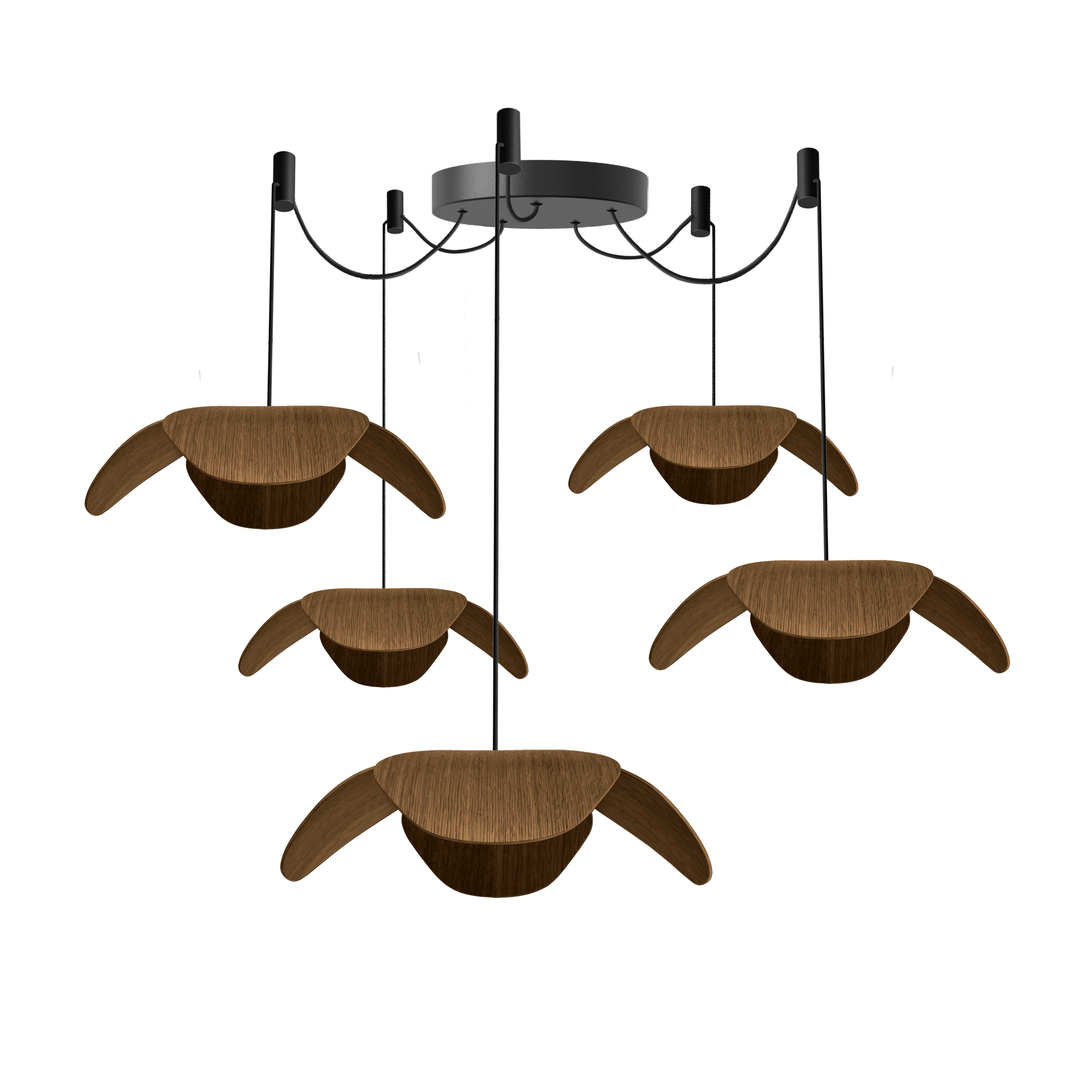 Forget Me Not Cluster 5 pendel med roset, mørk egetræ • UMAGE