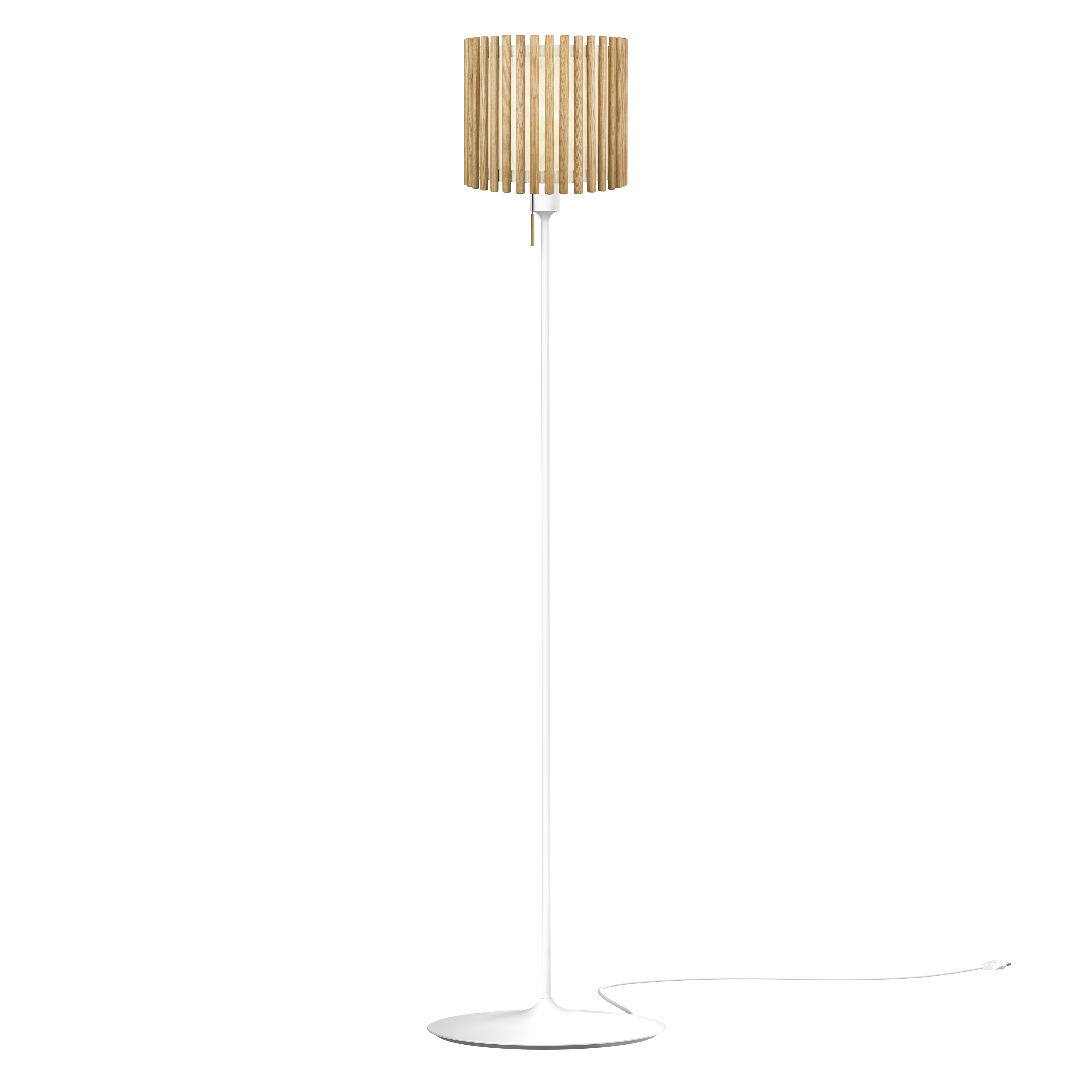 Komorebi Circle gulvlampe, egetræ og hvid • UMAGE