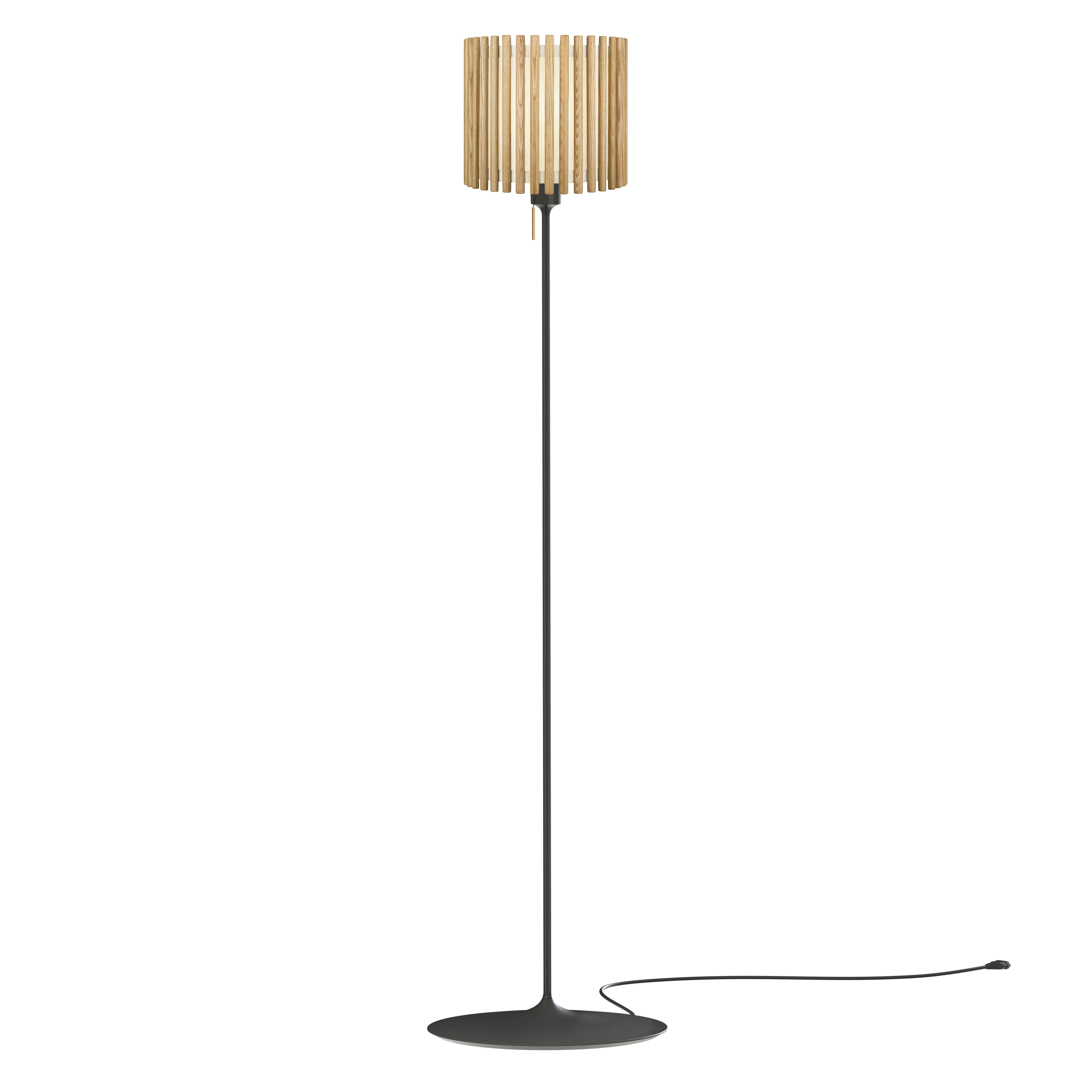 Komorebi Circle gulvlampe, egetræ og sort • UMAGE