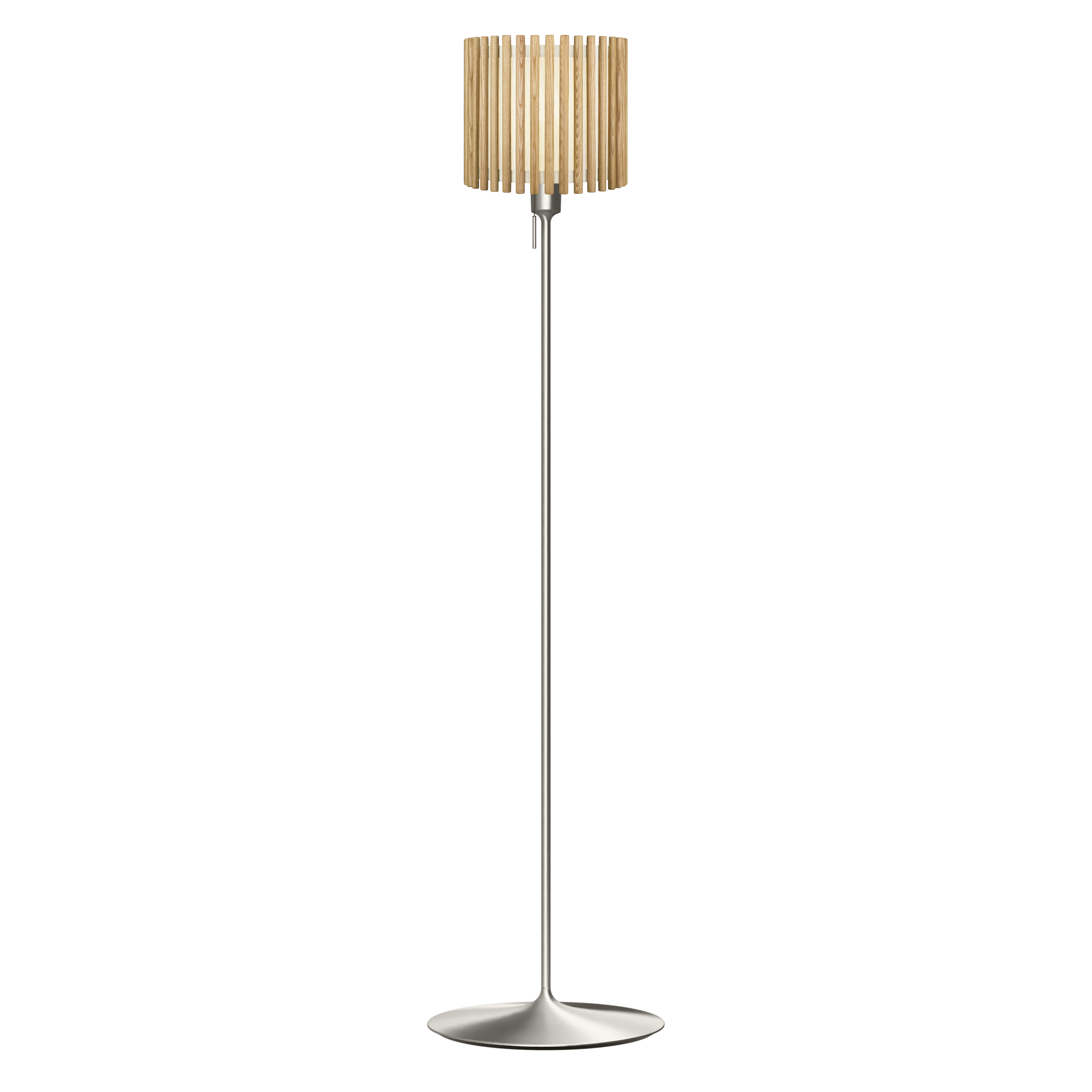 Komorebi Circle gulvlampe, egetræ og børstet stål look • UMAGE