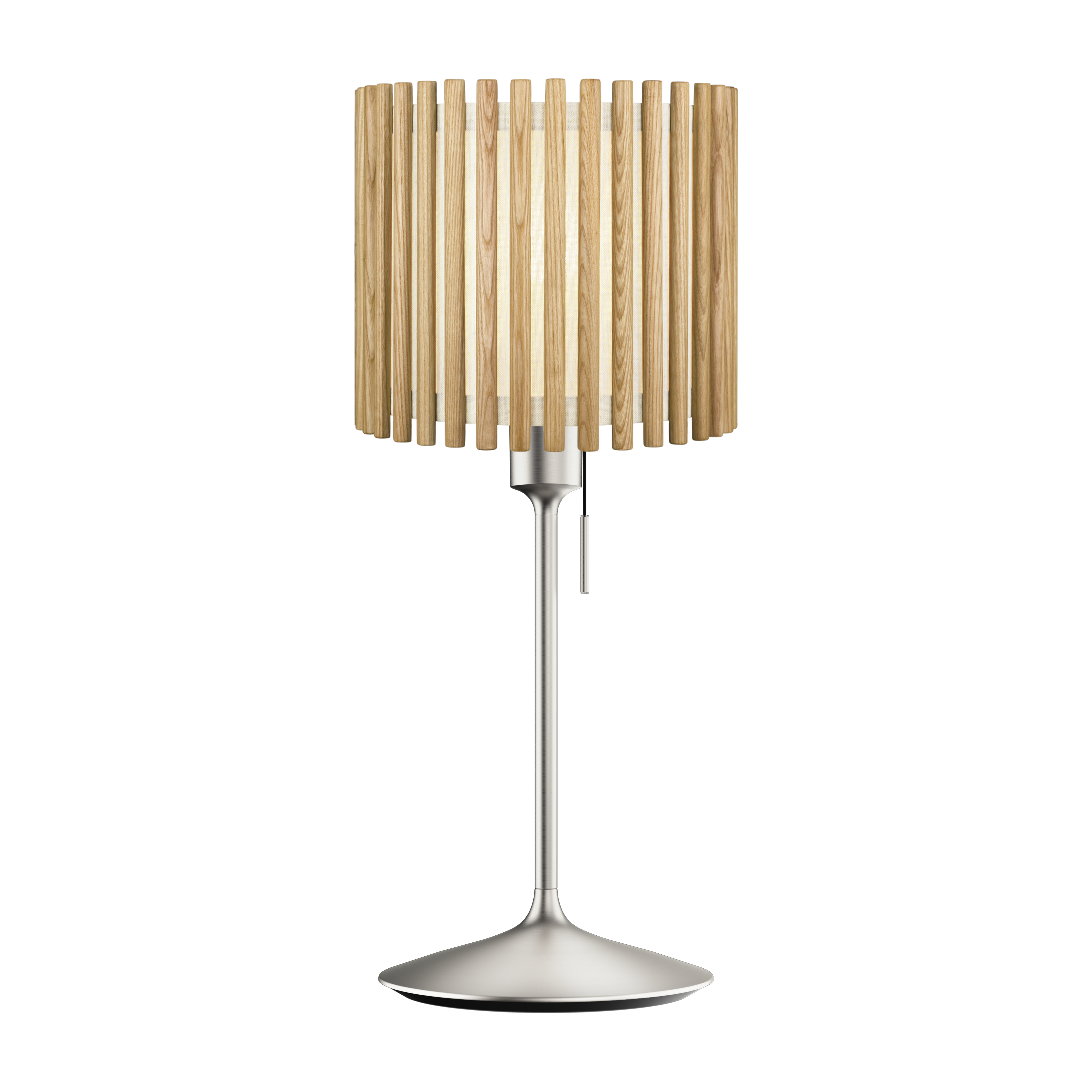 Komorebi Circle bordlampe, egetræ og børstet stål look • UMAGE