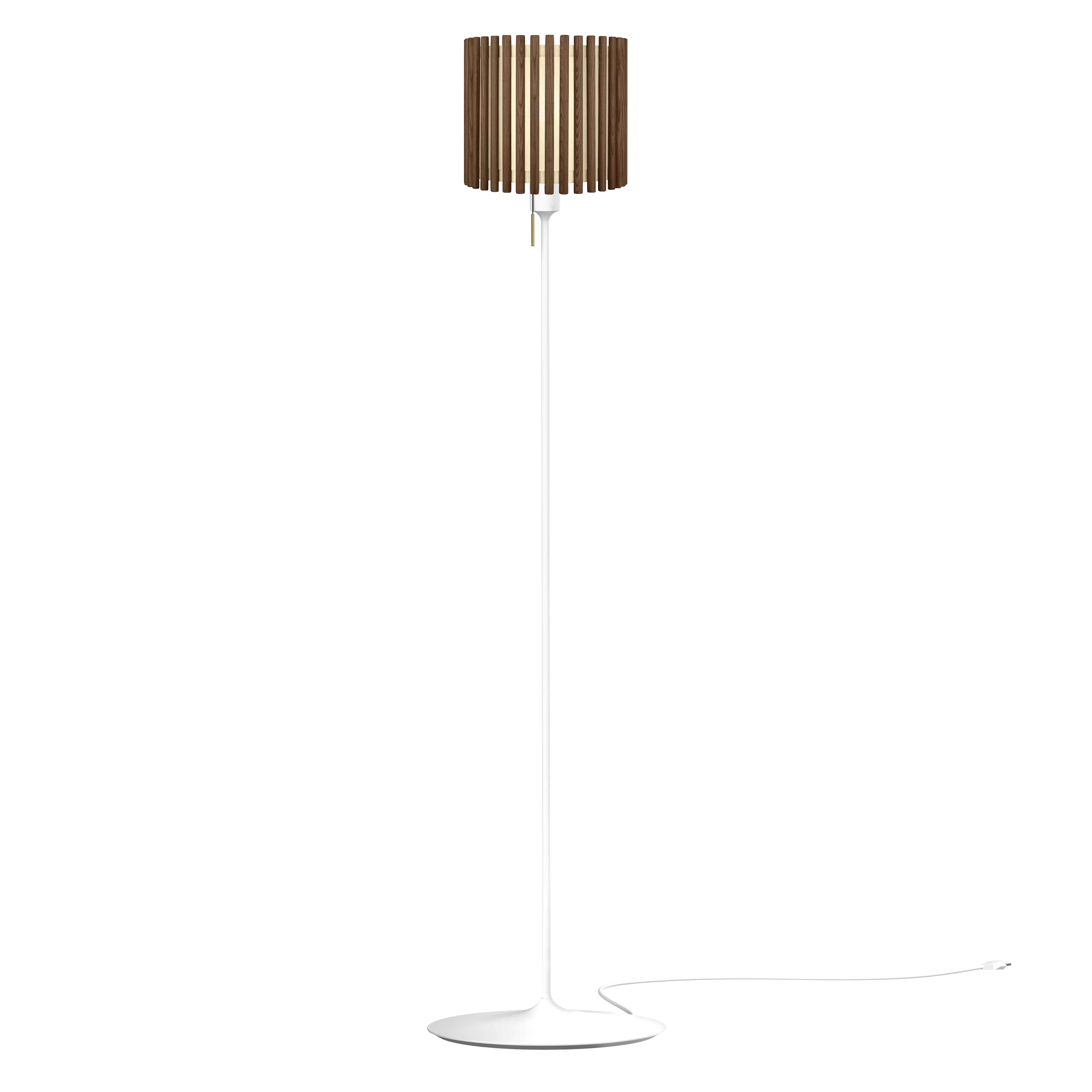 Komorebi Circle gulvlampe, mørk egetræ og hvid • UMAGE