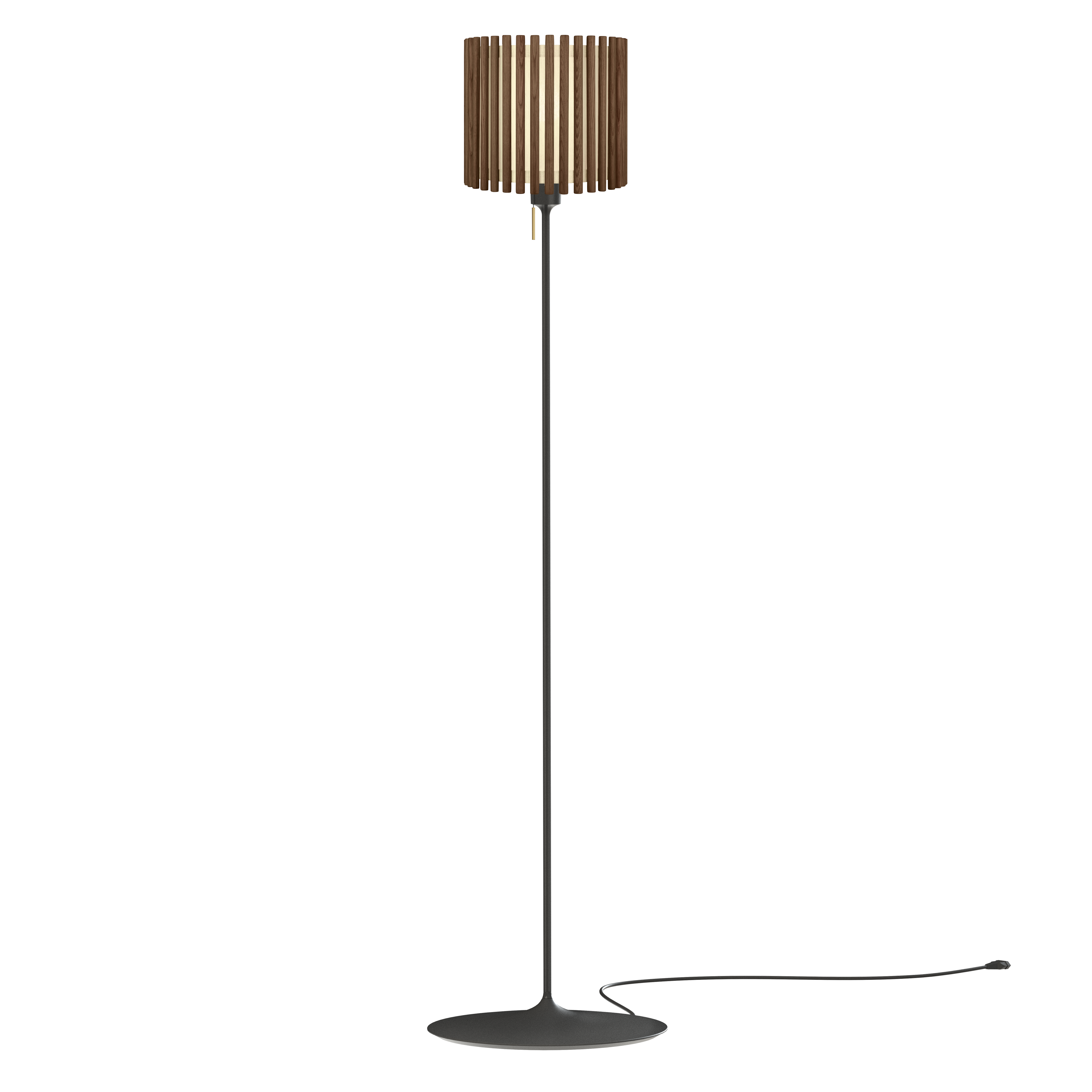 Komorebi Circle gulvlampe, mørk egetræ og sort • UMAGE