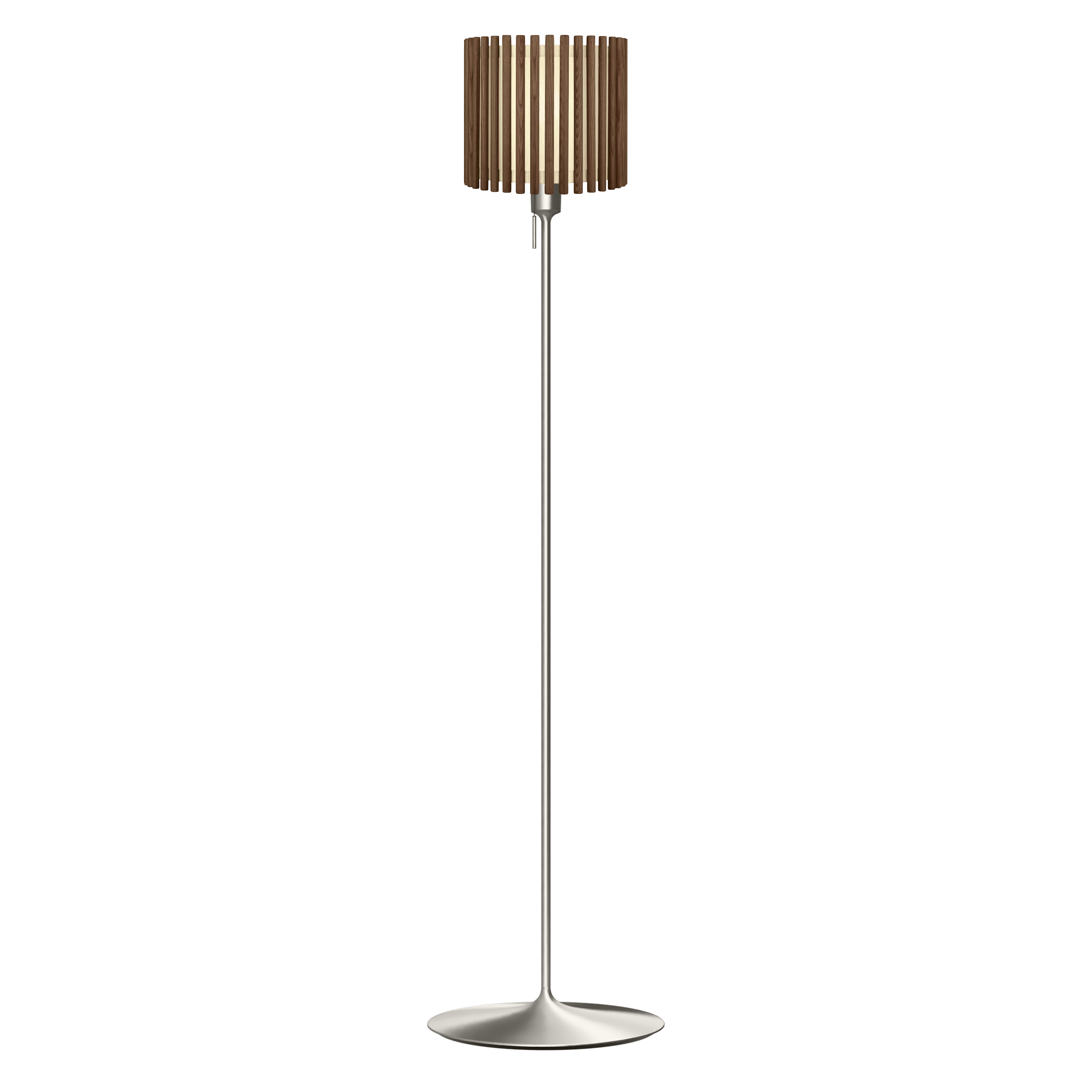 Komorebi Circle gulvlampe, mørk egetræ og børstet stål look • UMAGE