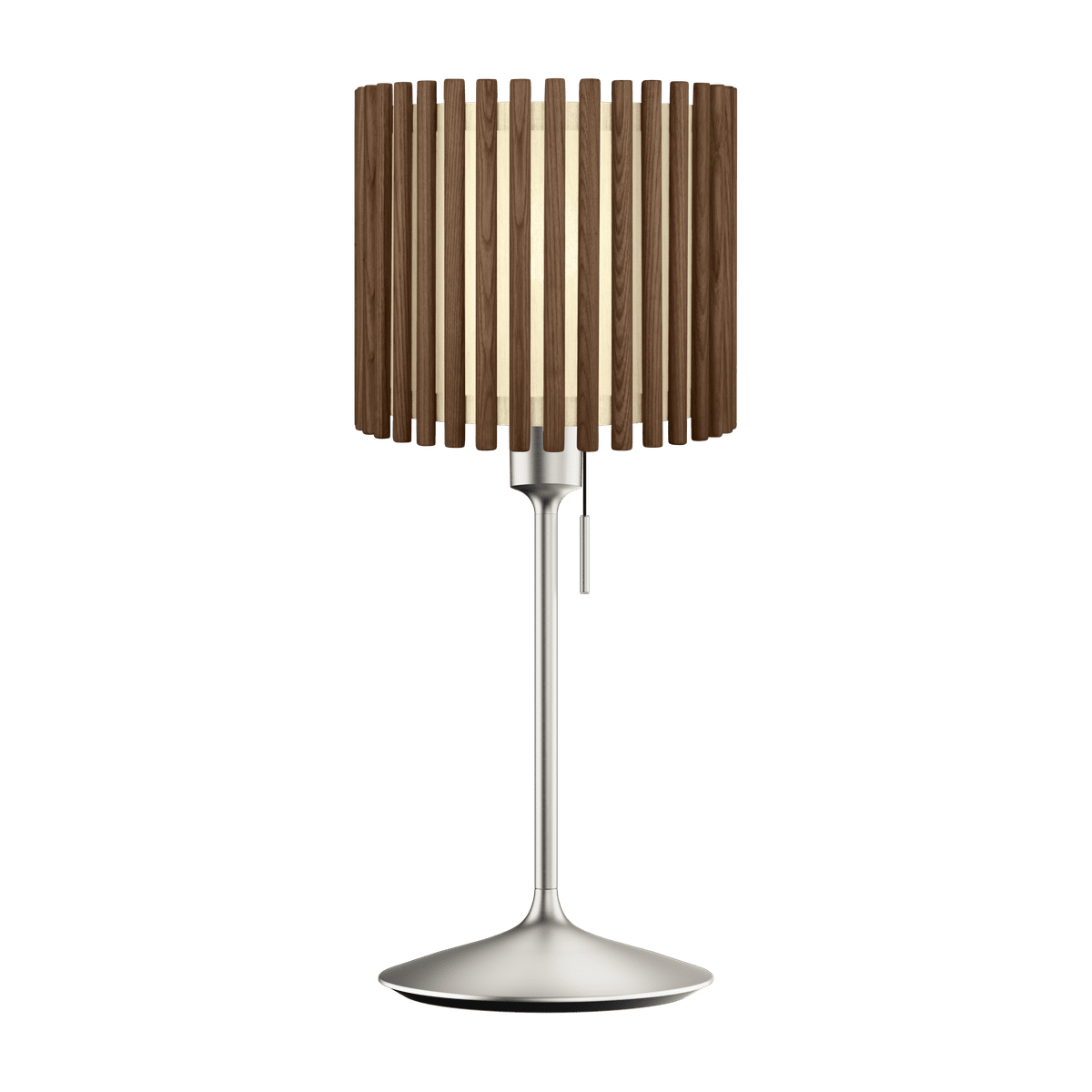 Komorebi Circle bordlampe, mørk egetræ og børstet stål look • UMAGE