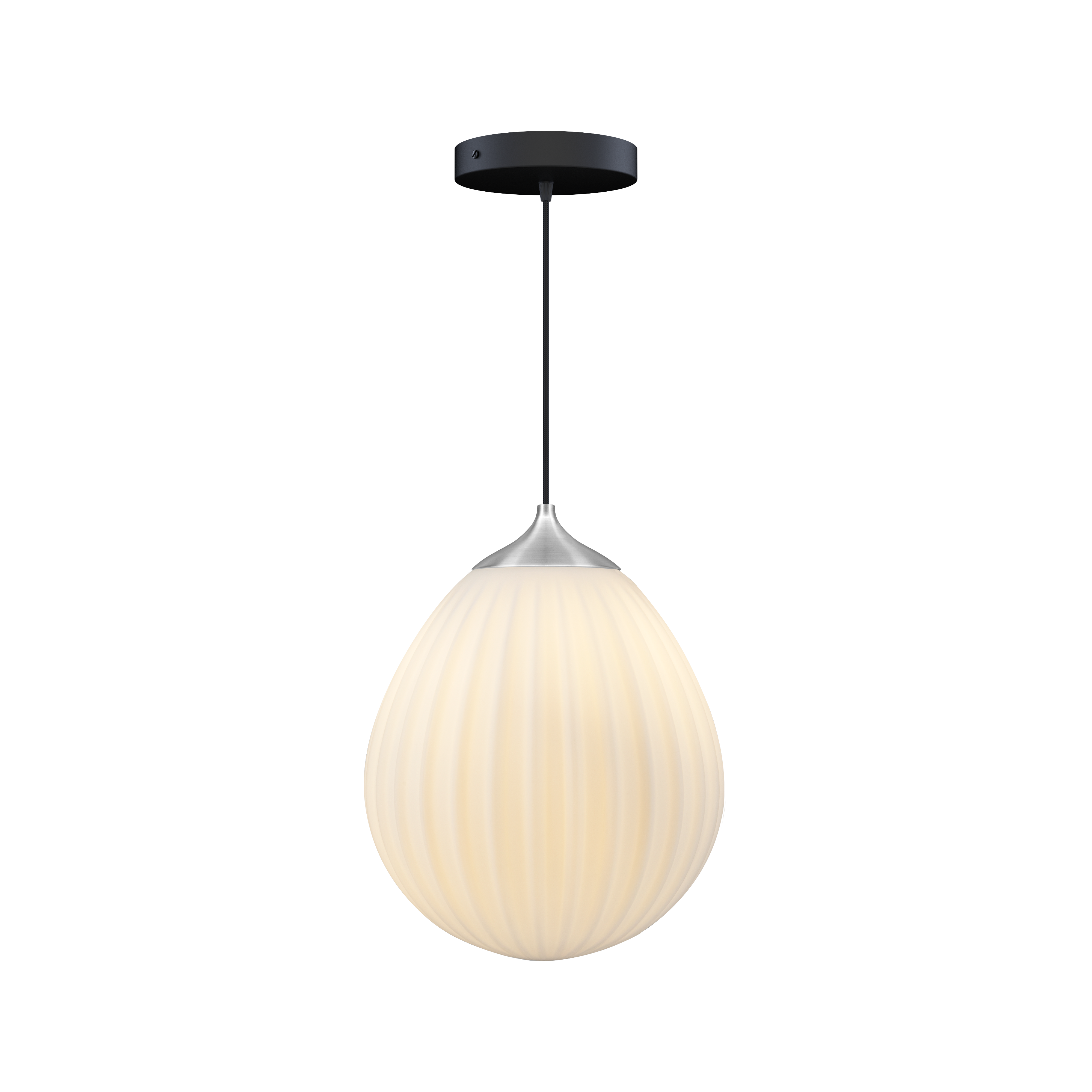 Around the World pendel med roset, hvid, børstet stål look og sort • UMAGE