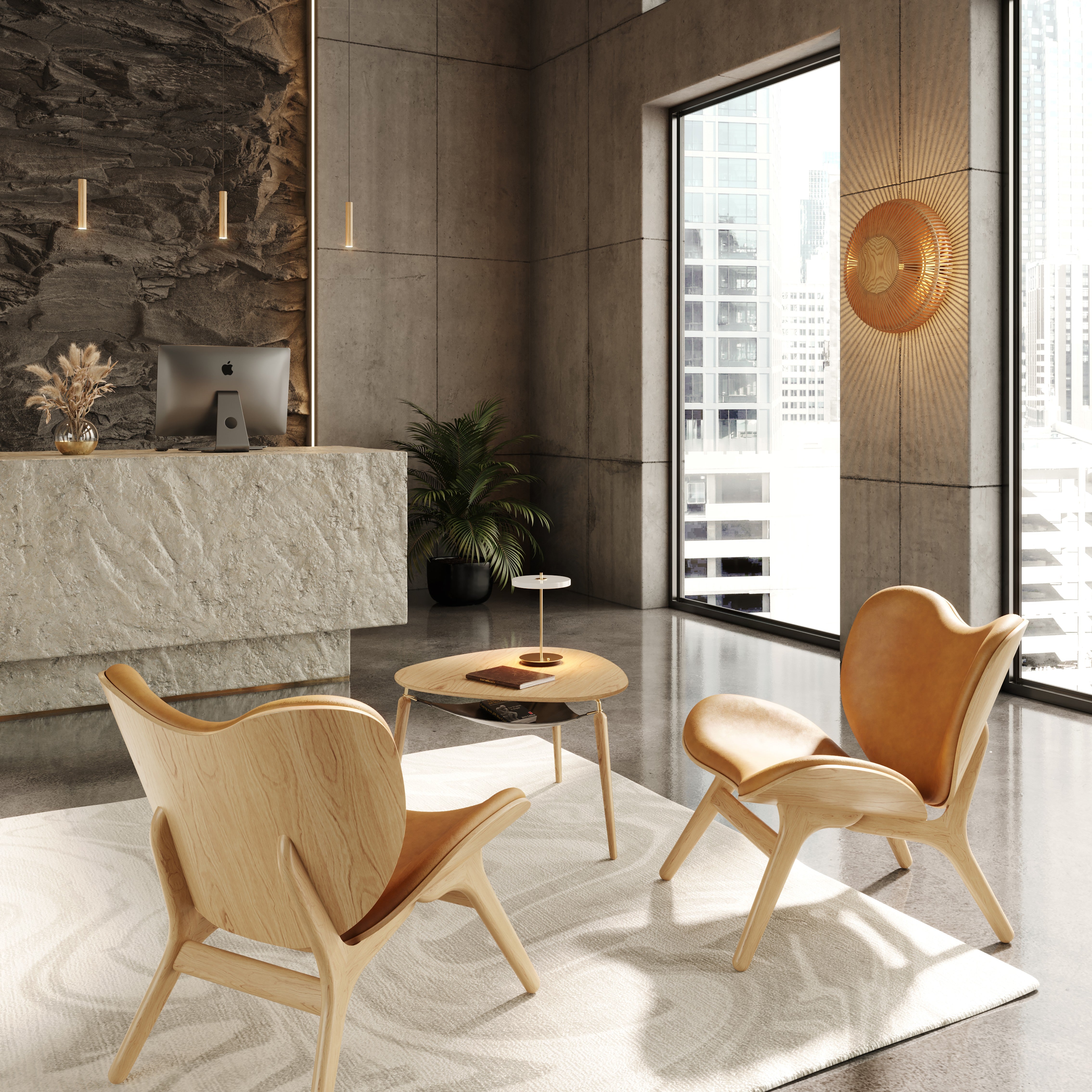 Clava Up væglampe, egetræ • UMAGE