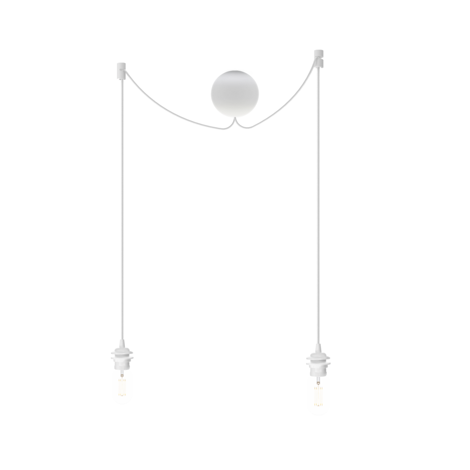 Canonball Cluster 2, baldakin med 2 x ledning og fatning E27, hvid • UMAGE