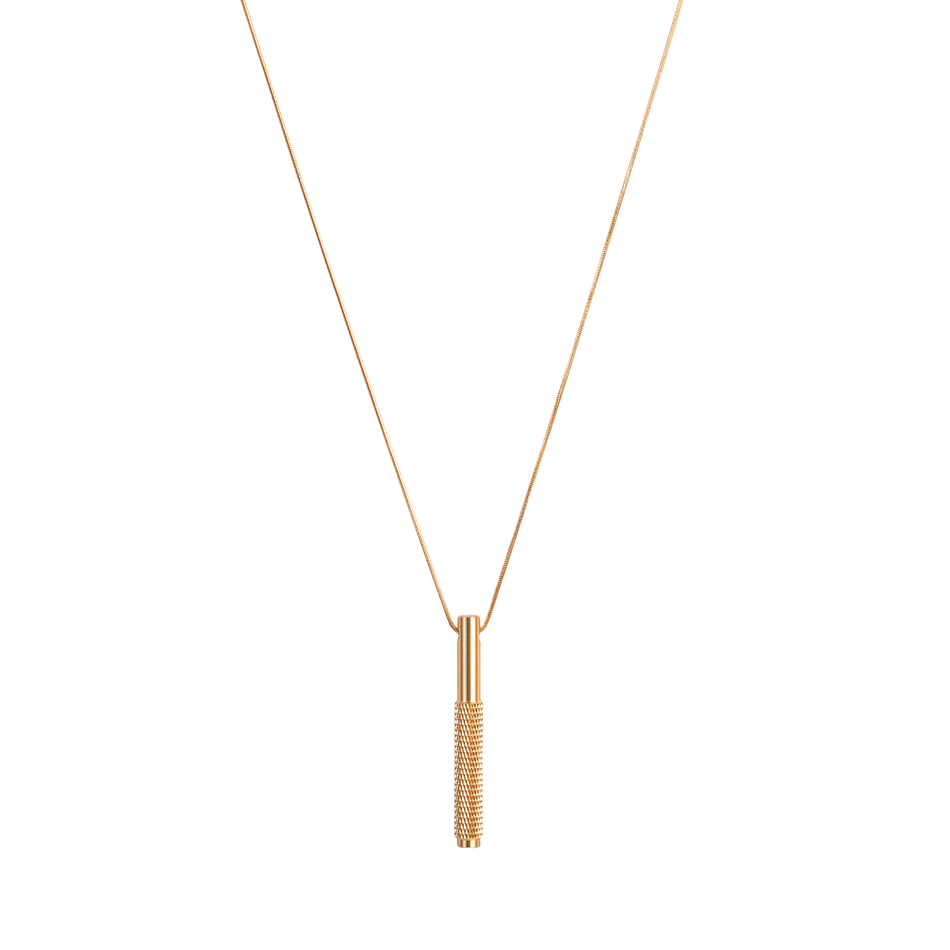 Halskæde og vedhæng i messing. Vedhænget er udsmykket med det populære diamond cut mønster.