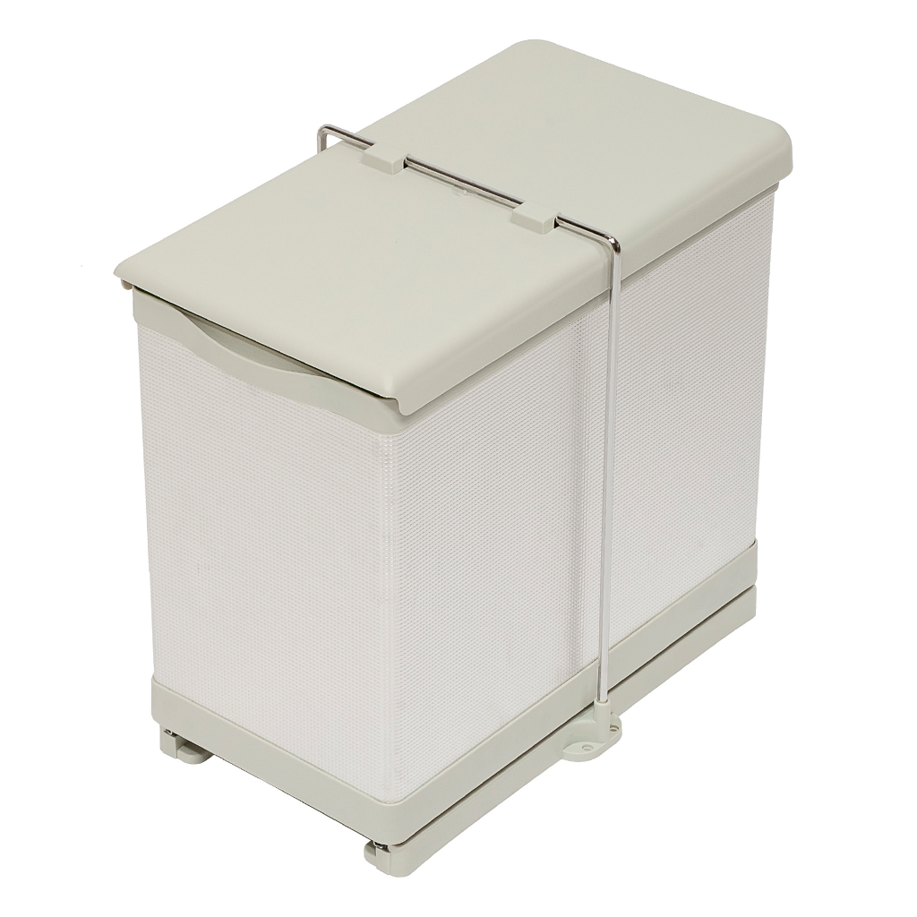 Affaldssystem: Stockholm 2-28 • Affaldssystem i rustfri stål og sandfarvet plast på 2 x 14 liter