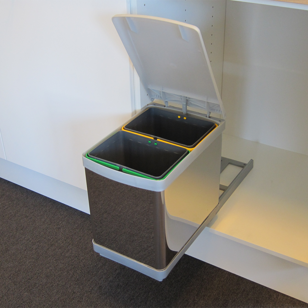 Affaldssystem: Stockholm 2-15 • Affaldssystem i rustfri stål og plast på 2 x 7,5 liter