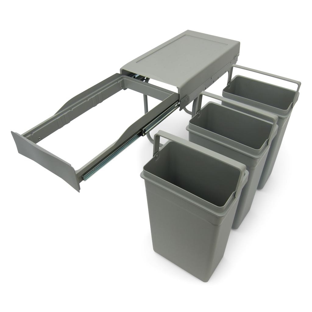 Affaldssystem: Copenhagen 3-30 • Affaldssystem i stål og plast på 3 x 10 liter med fuldudtræk