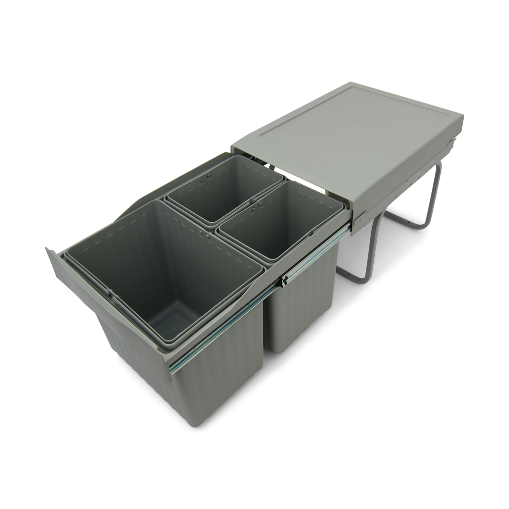 Affaldssystem: Copenhagen 3-31 X • Affaldssystem i stål og plast på 1 x 16 liter + 2 x 7,5 liter med fuldudtræk