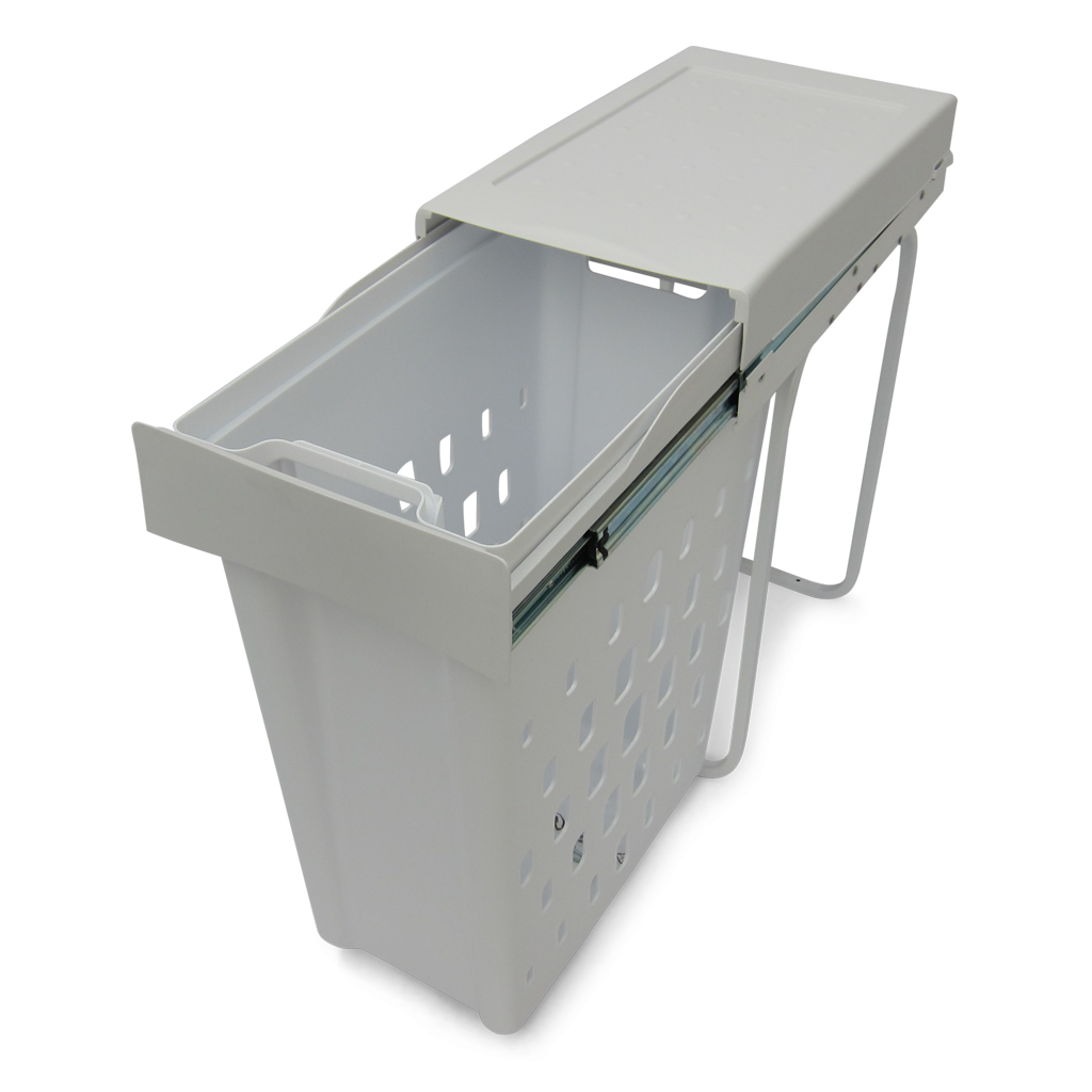 Affaldssystem: Helsinki 1-40 • Vasketøjskurv i stål og hvid plast på 1 x 40 liter med fuldudtræk