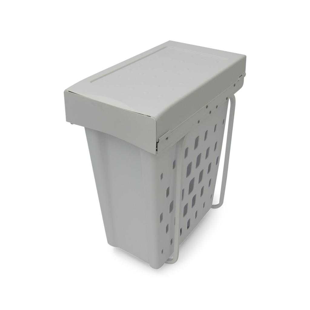 Affaldssystem: Helsinki 1-40 • Vasketøjskurv i stål og hvid plast på 1 x 40 liter med fuldudtræk