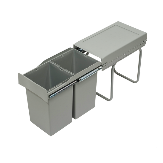 Kopenhagen 2-28 X - 2 x 14-Liter-Abfallsystem aus Stahl und Kunststoff mit Vollauszug