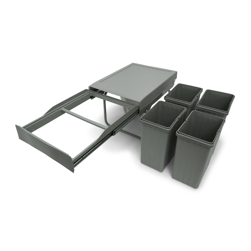 Affaldssystem: Copenhagen 4-30 • Affaldssystem i stål og plast på 4 x 7,5 liter med fuldudtræk