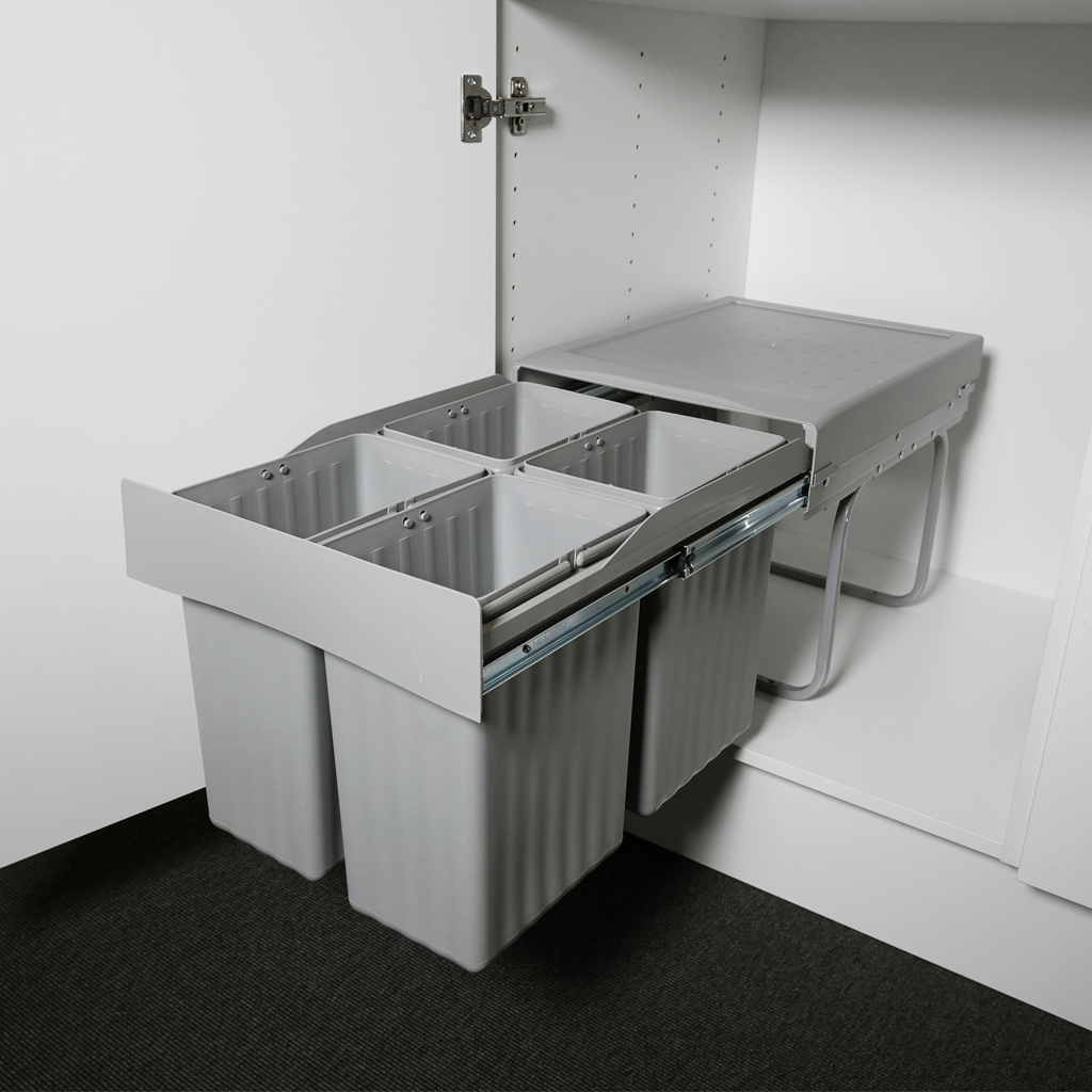 Affaldssystem: Copenhagen 4-30 • Affaldssystem i stål og plast på 4 x 7,5 liter med fuldudtræk
