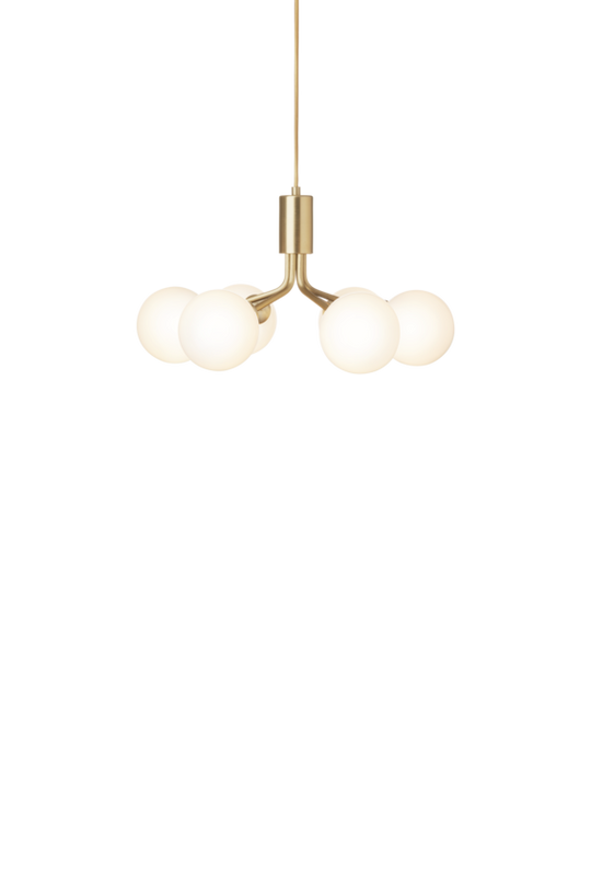 Apiales 6 lysekrone, brushed brass / opal • NUURA