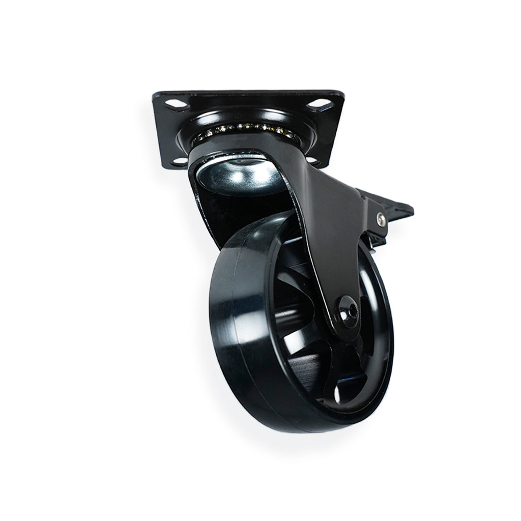 Møbelhjul: Berlin - eksklusivt møbelhjul i sort eloxeret aluminium Ø75 mm. med bremse