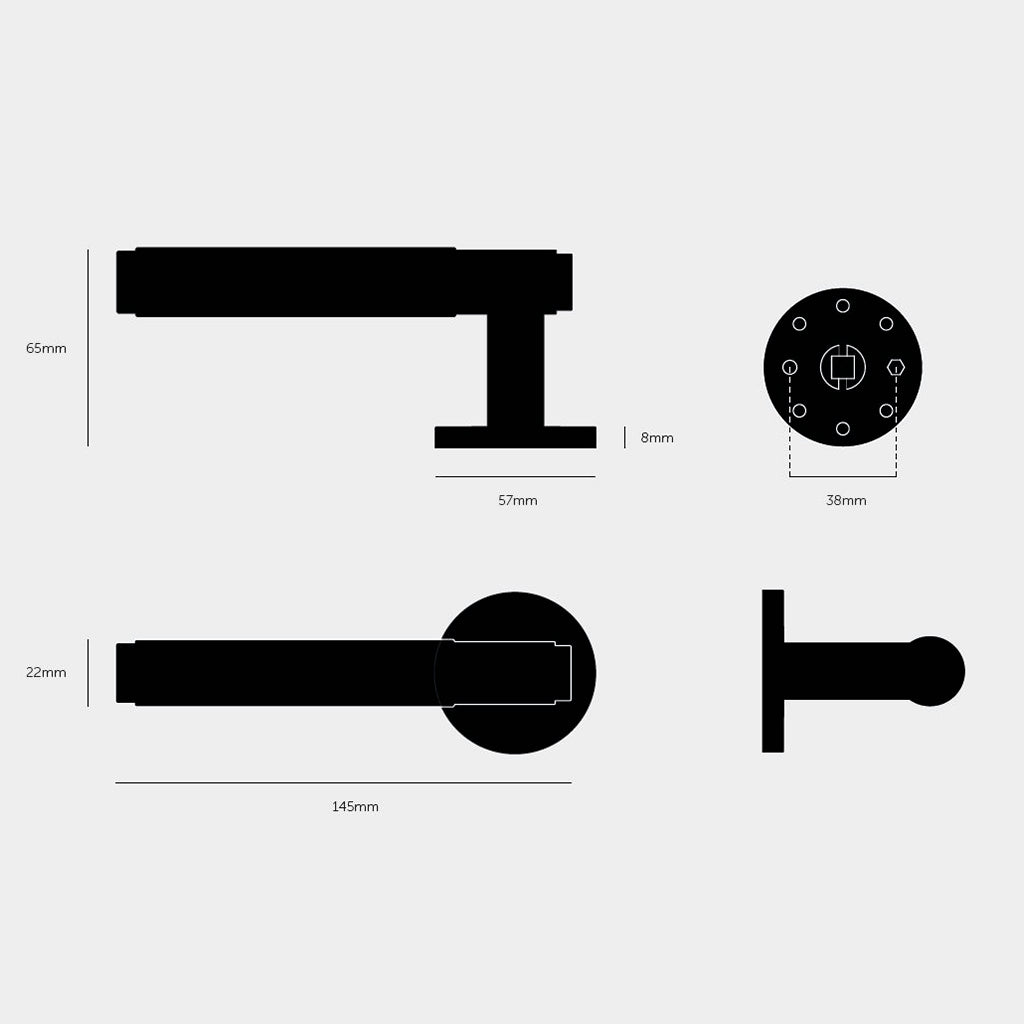 Cross dørhåndtag i bruneret messing med diamond cut mønster • Buster + Punch