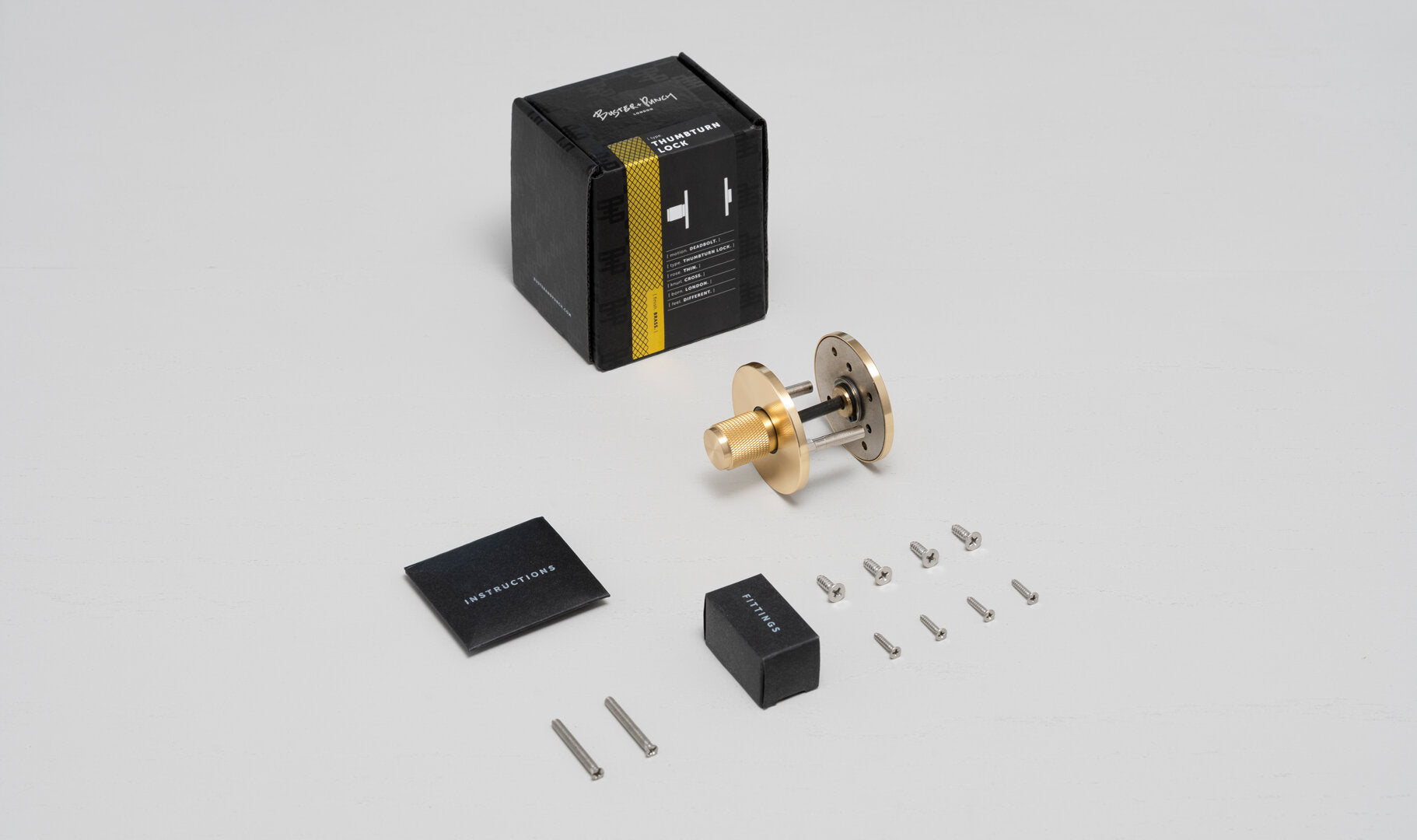 Eksklusiv dørvrider (lås) fra Buster + Punch i messing med diamond cut (cross) mønster