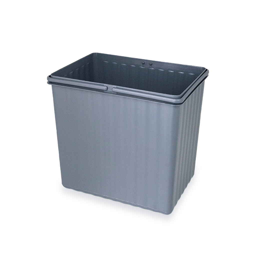 Enkel mørkgrå affaldsspand med to hanke.