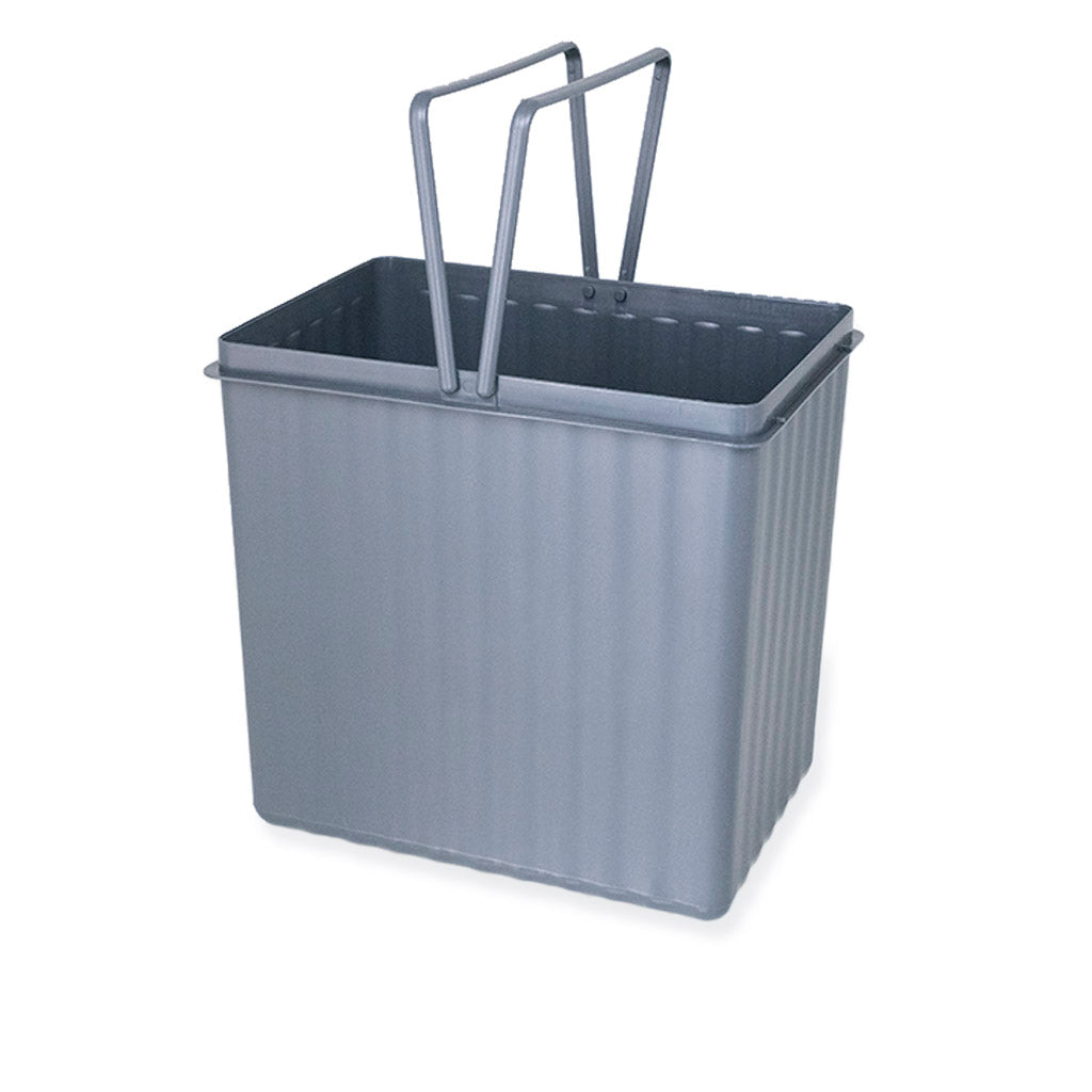 Enkel mørkgrå affaldsspand med to hanke.