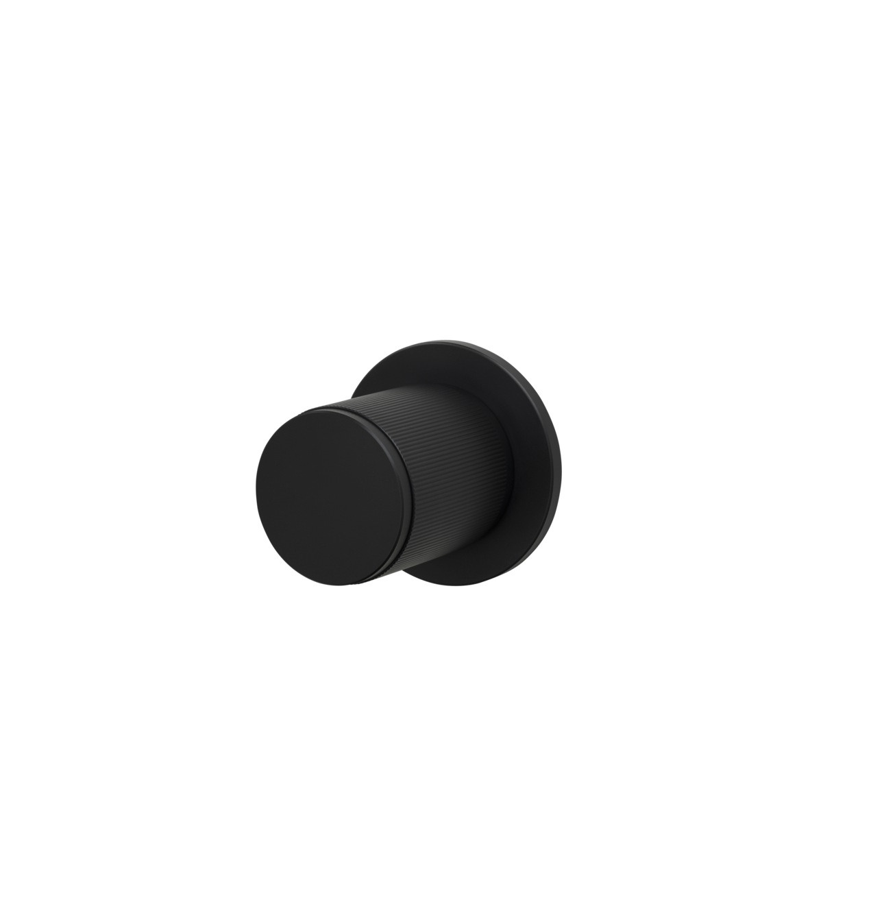 Eksklusiv sort dørknop med linjeret mønster.