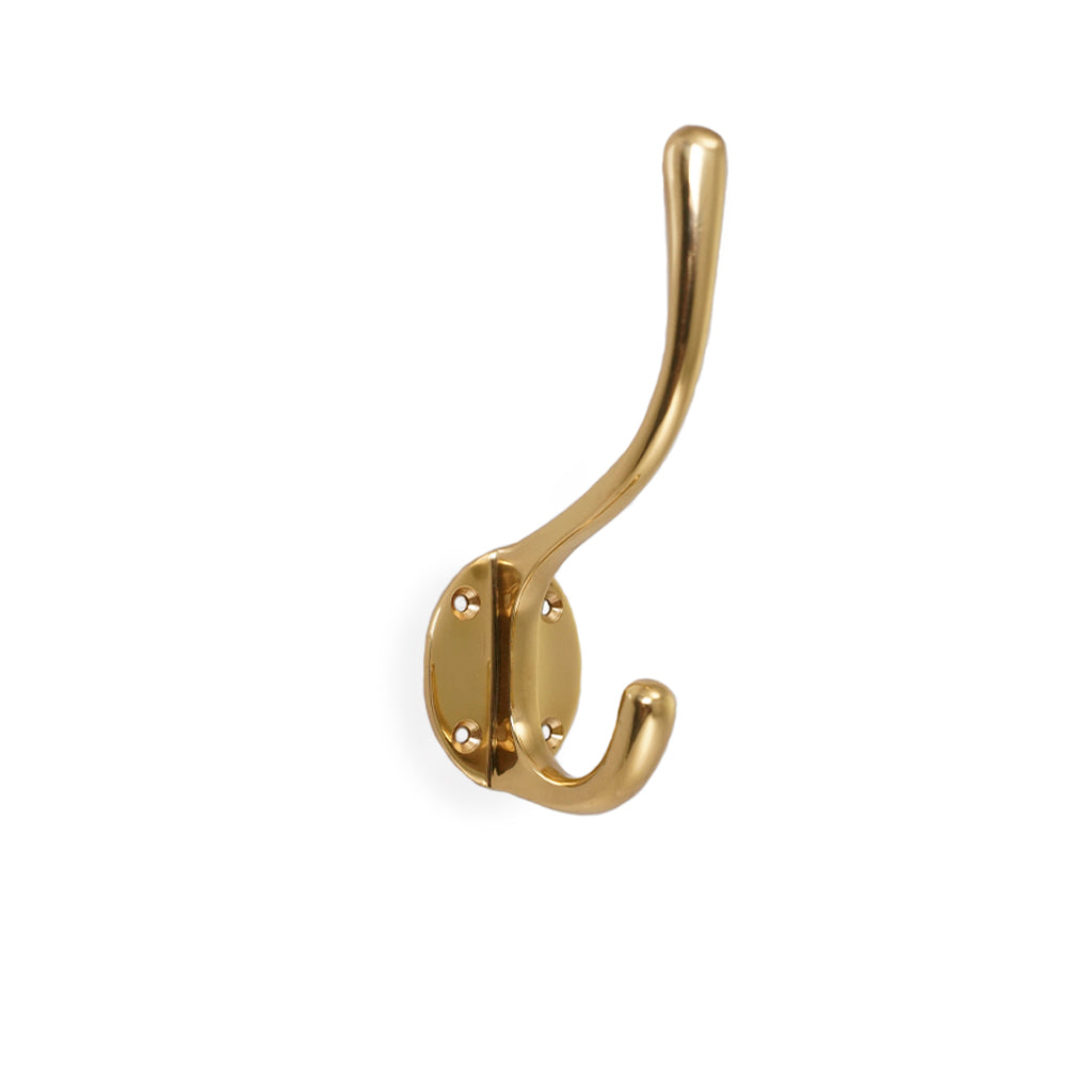 Knage-krog: Göteborg • Hattekrog i poleret messing med lak 120 mm.