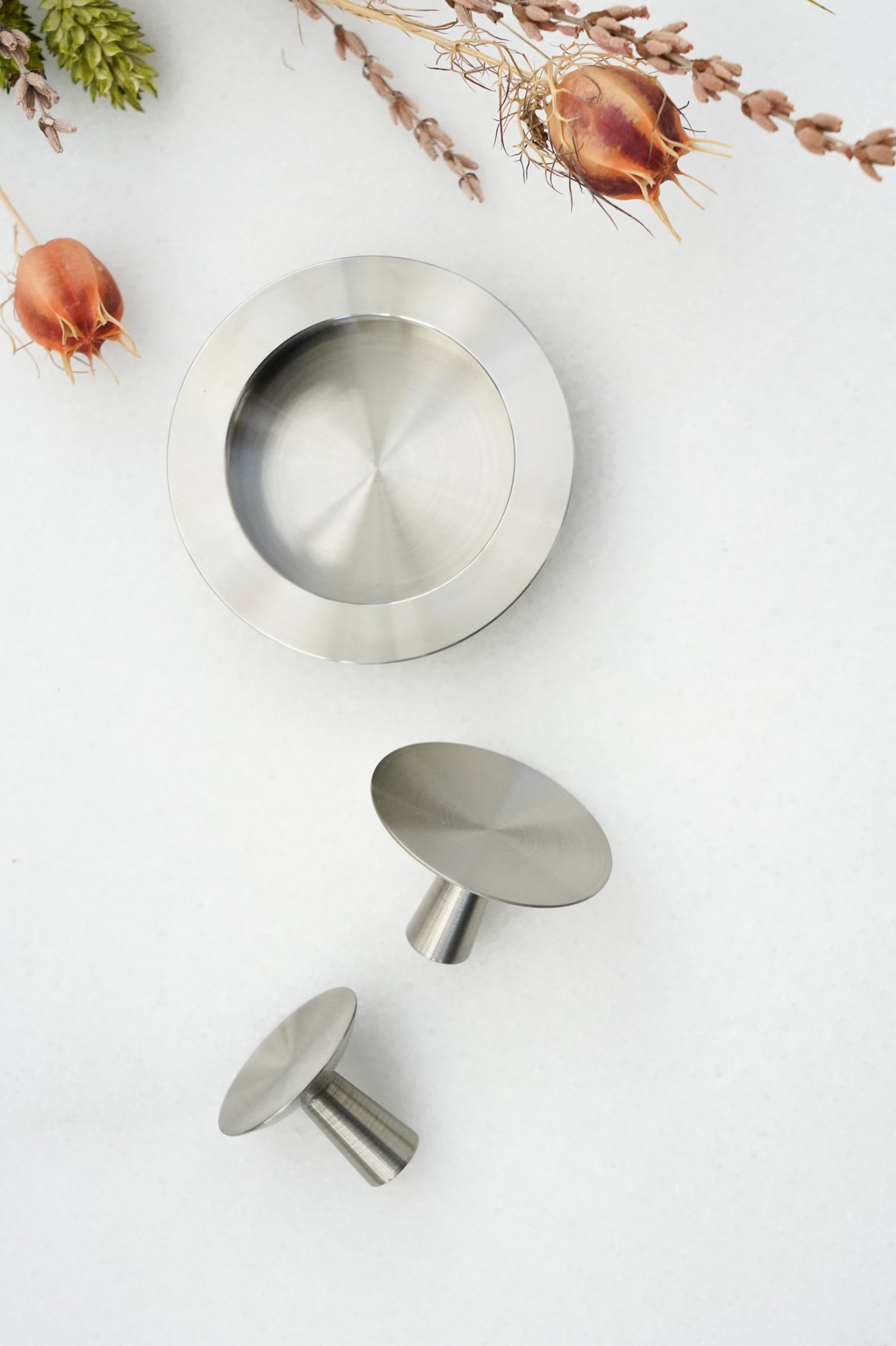 København møbelknop, Ø 75 mm, rustfrit stål look • Chr. Jørgensen