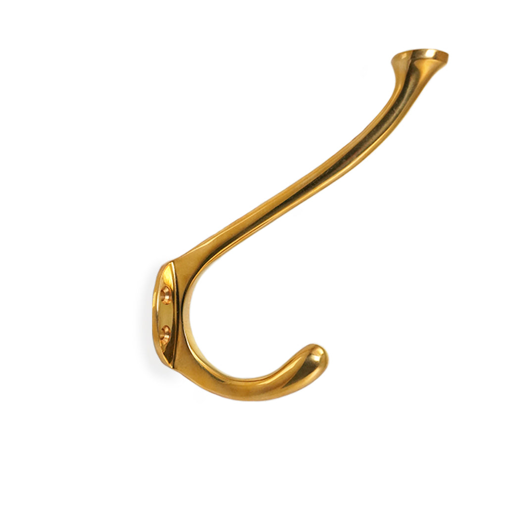 Lund • Hattekrog enkel, blank messing u/lak 120 mm